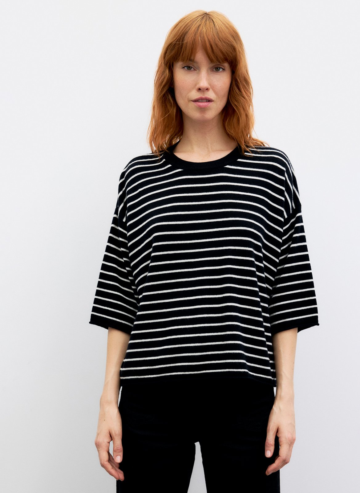Round neck striped wool oversized sweater GERARD DAREL Silver
