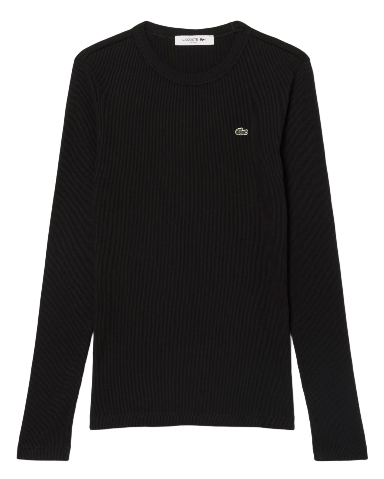 Tee-shirt col rond ajusté en coton | Zwart LACOSTE Dames