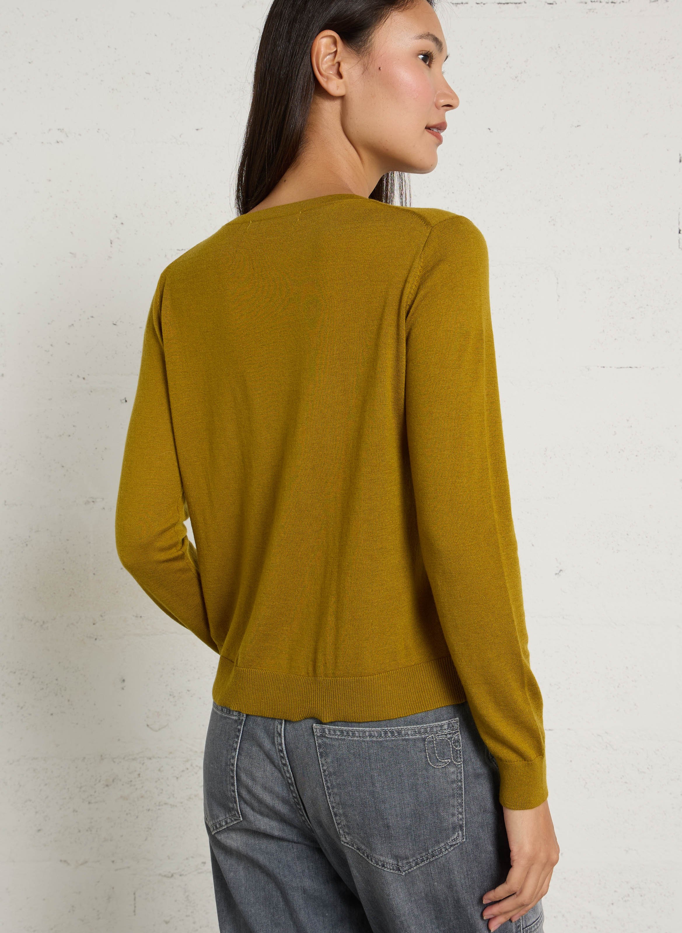 Cardigan col rond boutonné NICE THINGS Vert