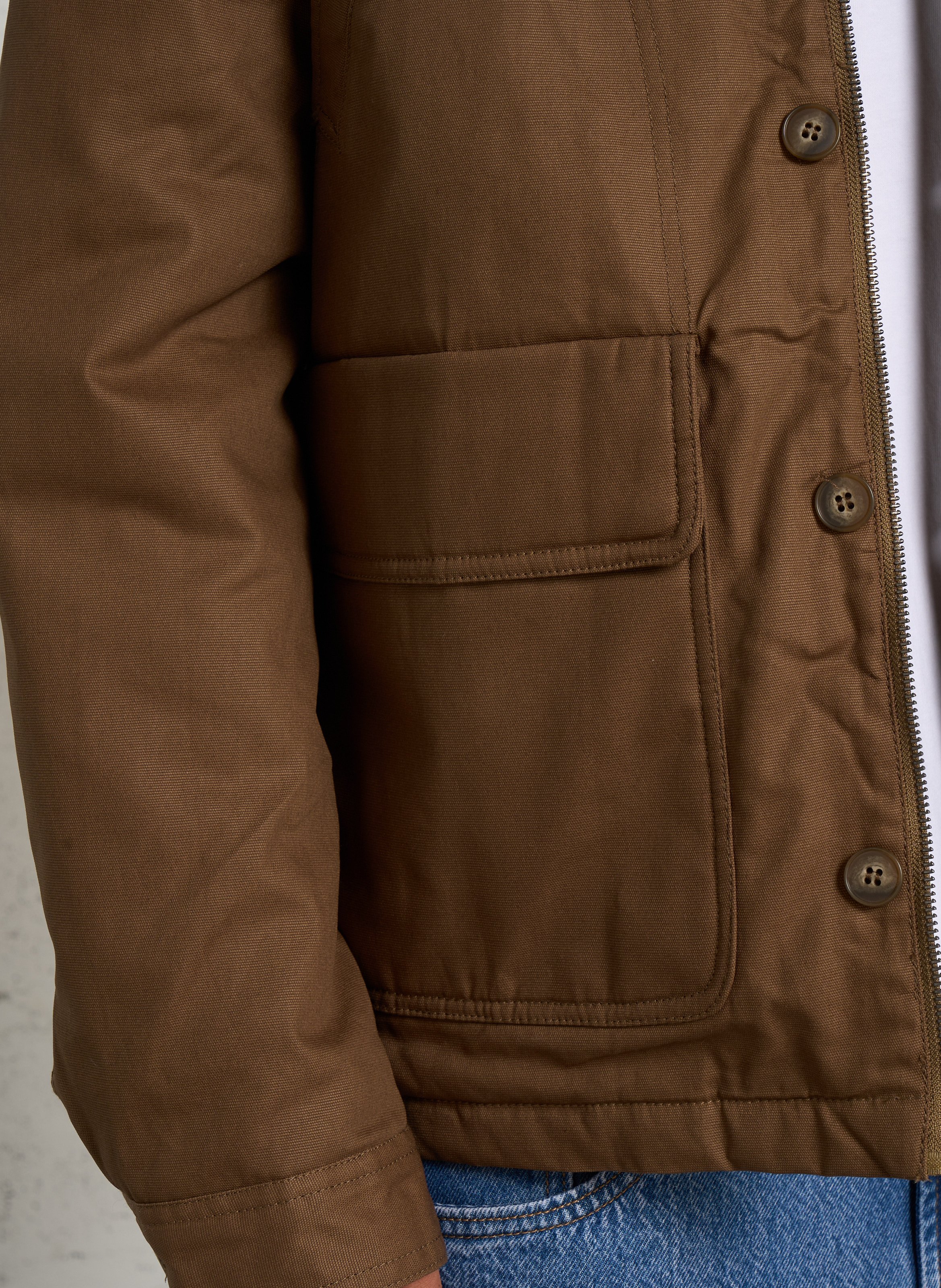 Straight cotton jacket with ribbed collar CASUAL FRIDAY Brown