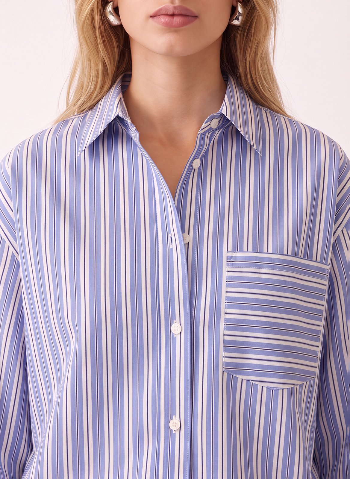 Ruimvallende blouse met klassieke kraag KOOKAI Blauw