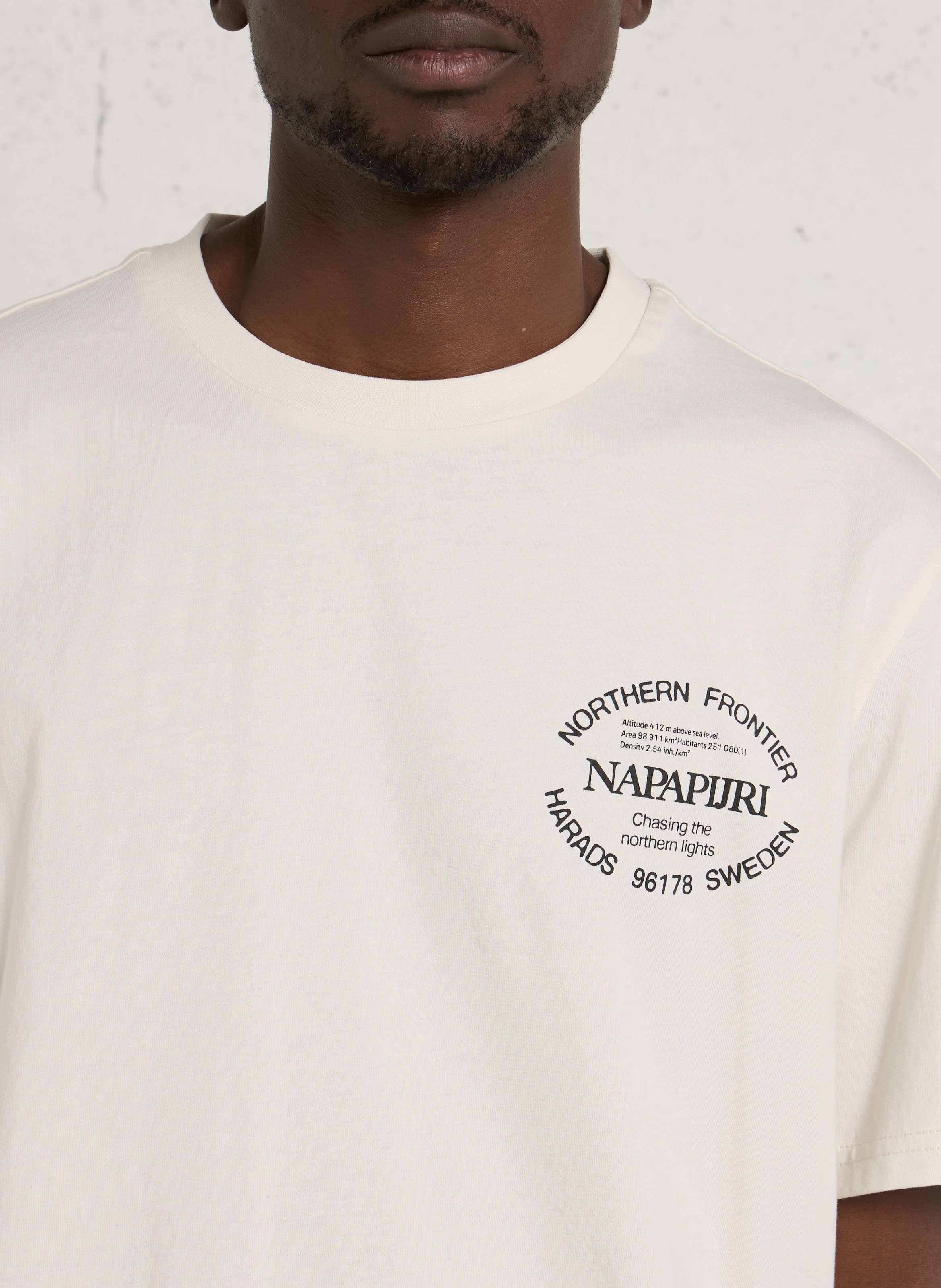 Gerade geschnittenes Rundhals-T-Shirt aus Baumwolle mit Siebdruck NAPAPIJRI Mehrfarbig