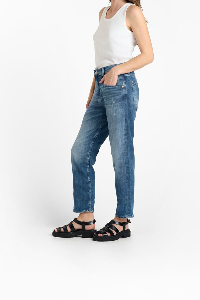 High-waisted loose-fit zip jeans LE TEMPS DES CERISES Blue