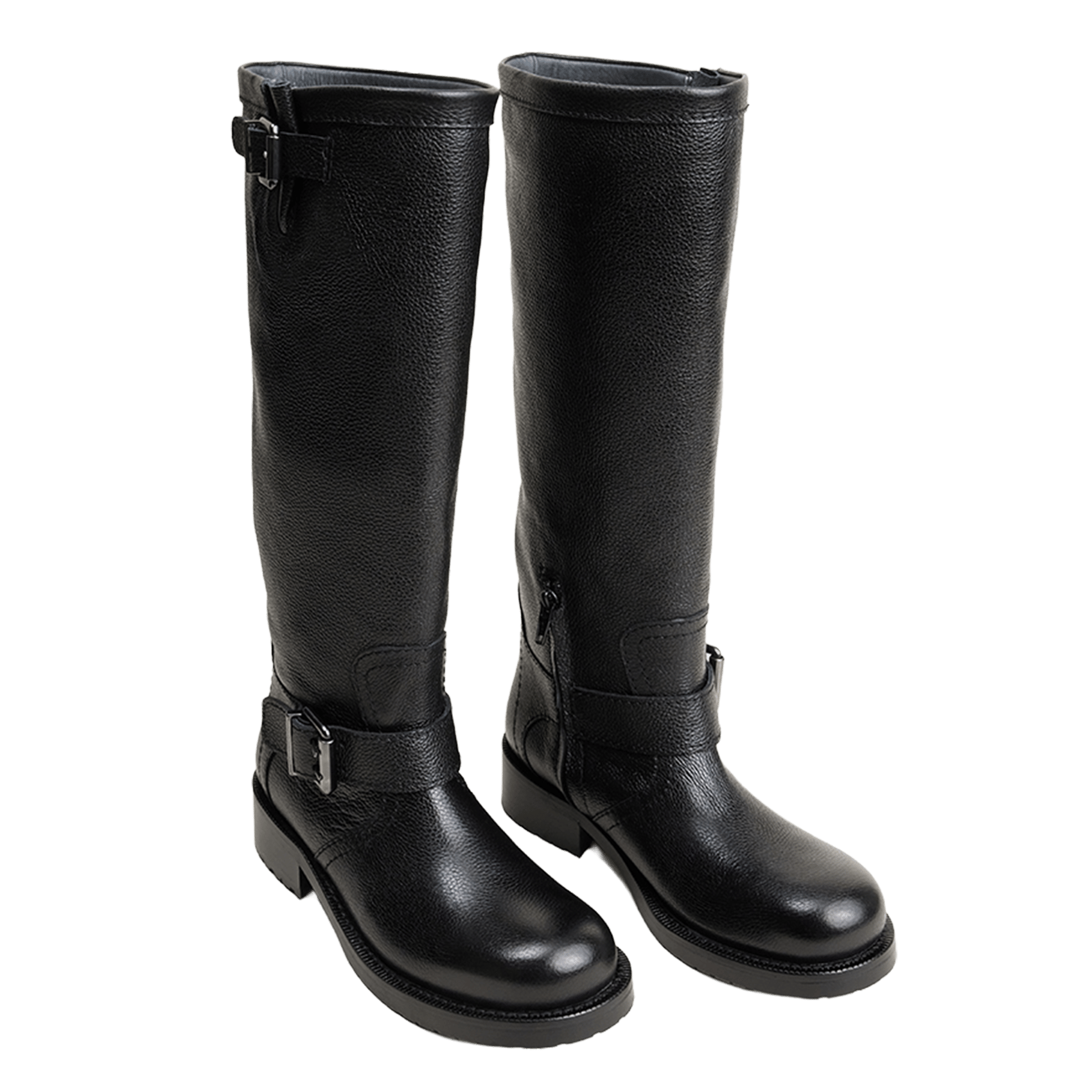 Bottes à bout rond en cuir JONAK Noir
