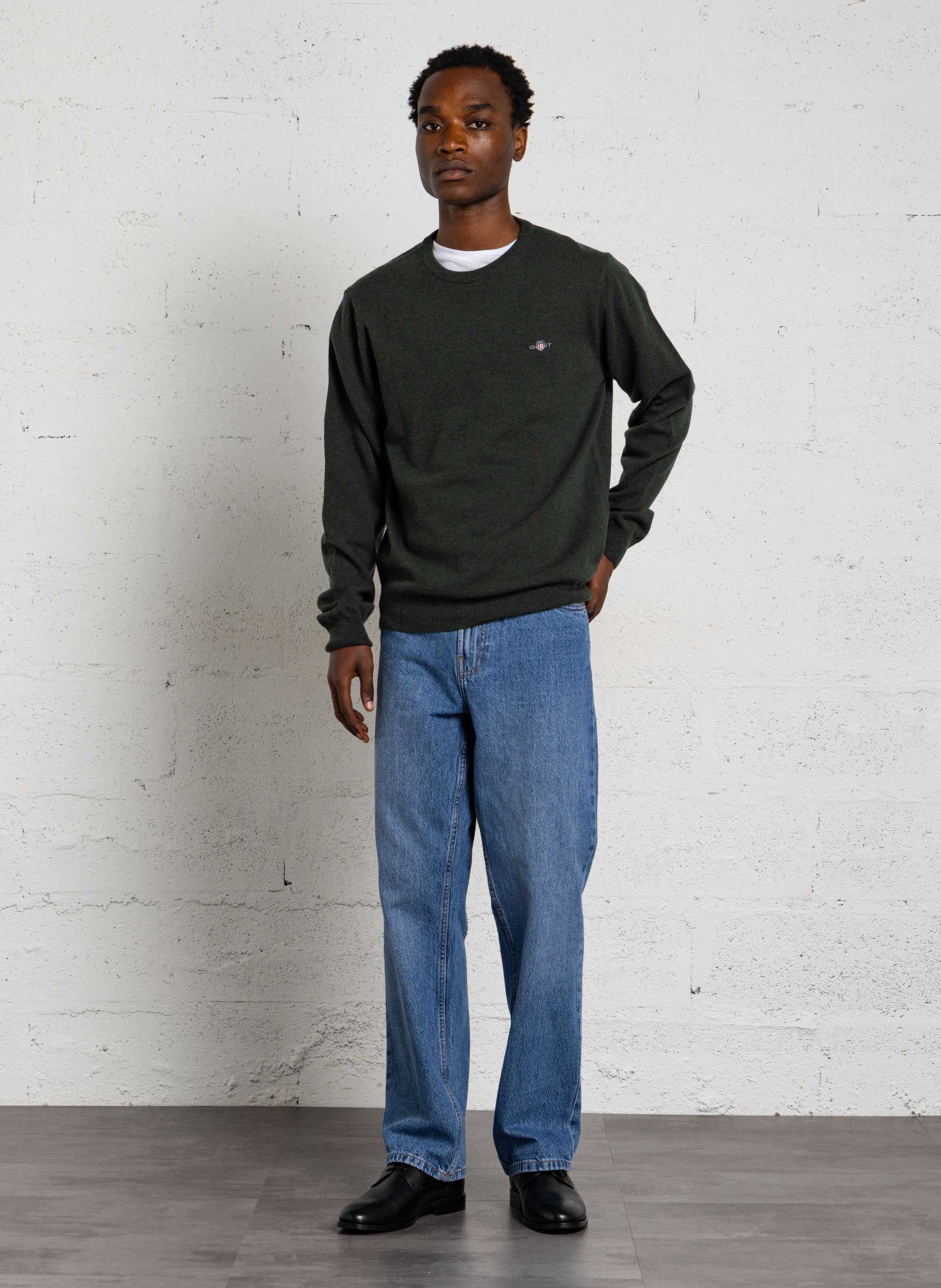 Pull col rond en laine GANT Vert