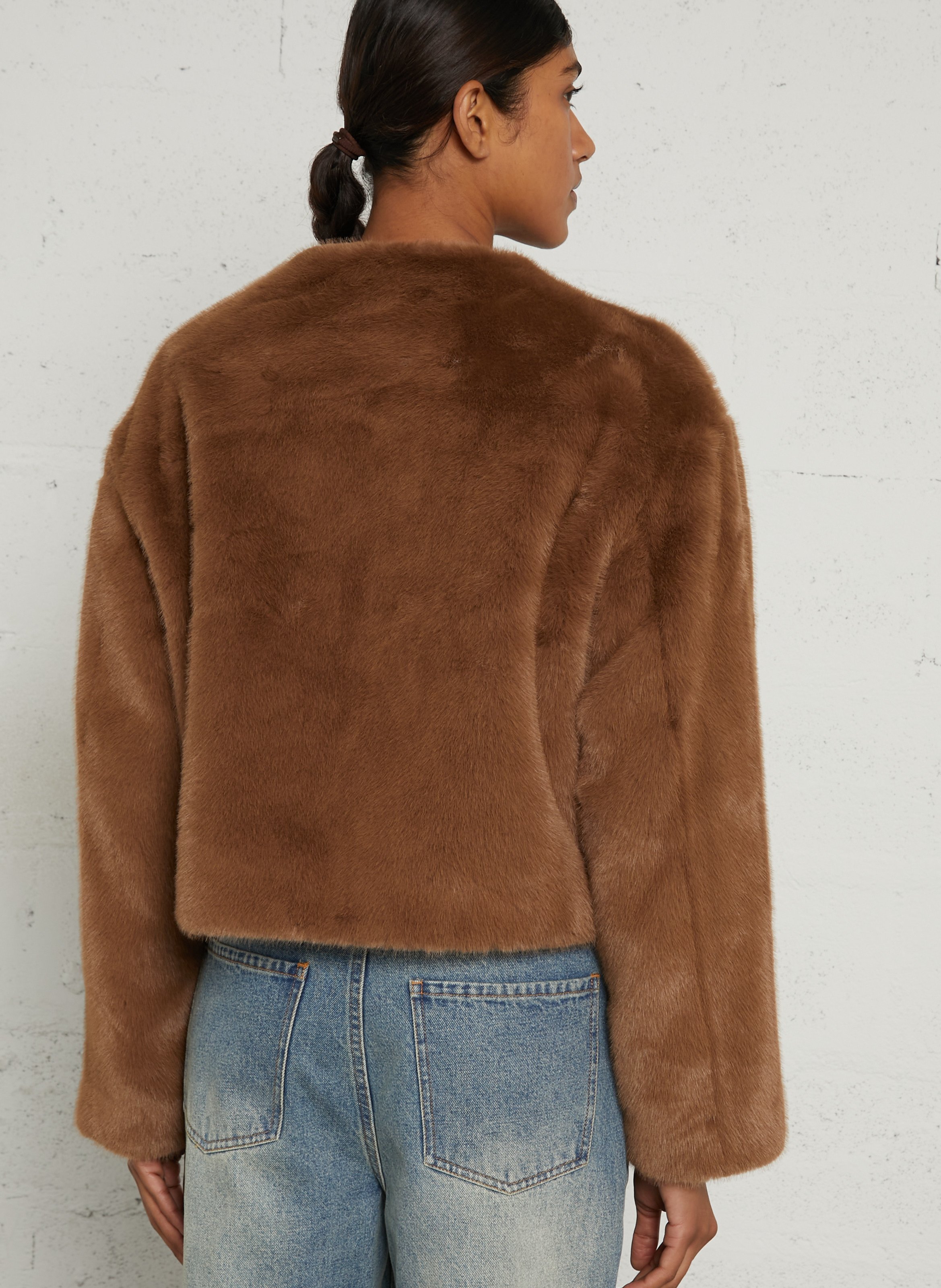 Chaqueta recta de cuello redondo efecto pelo¿¿¿ BERENICE Marron