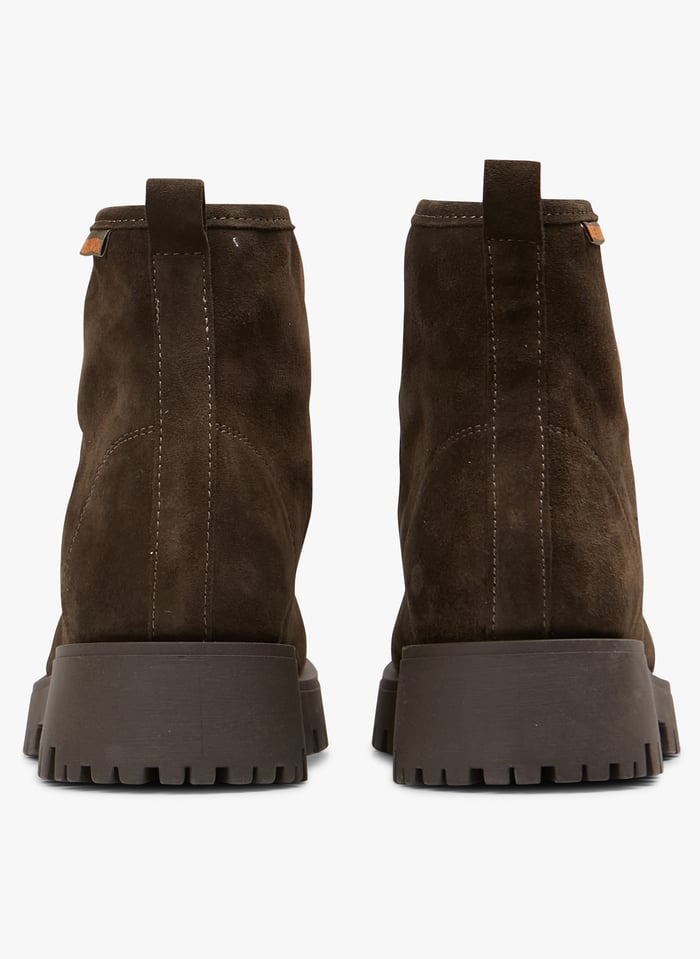 Boots en cuir velours Kaki