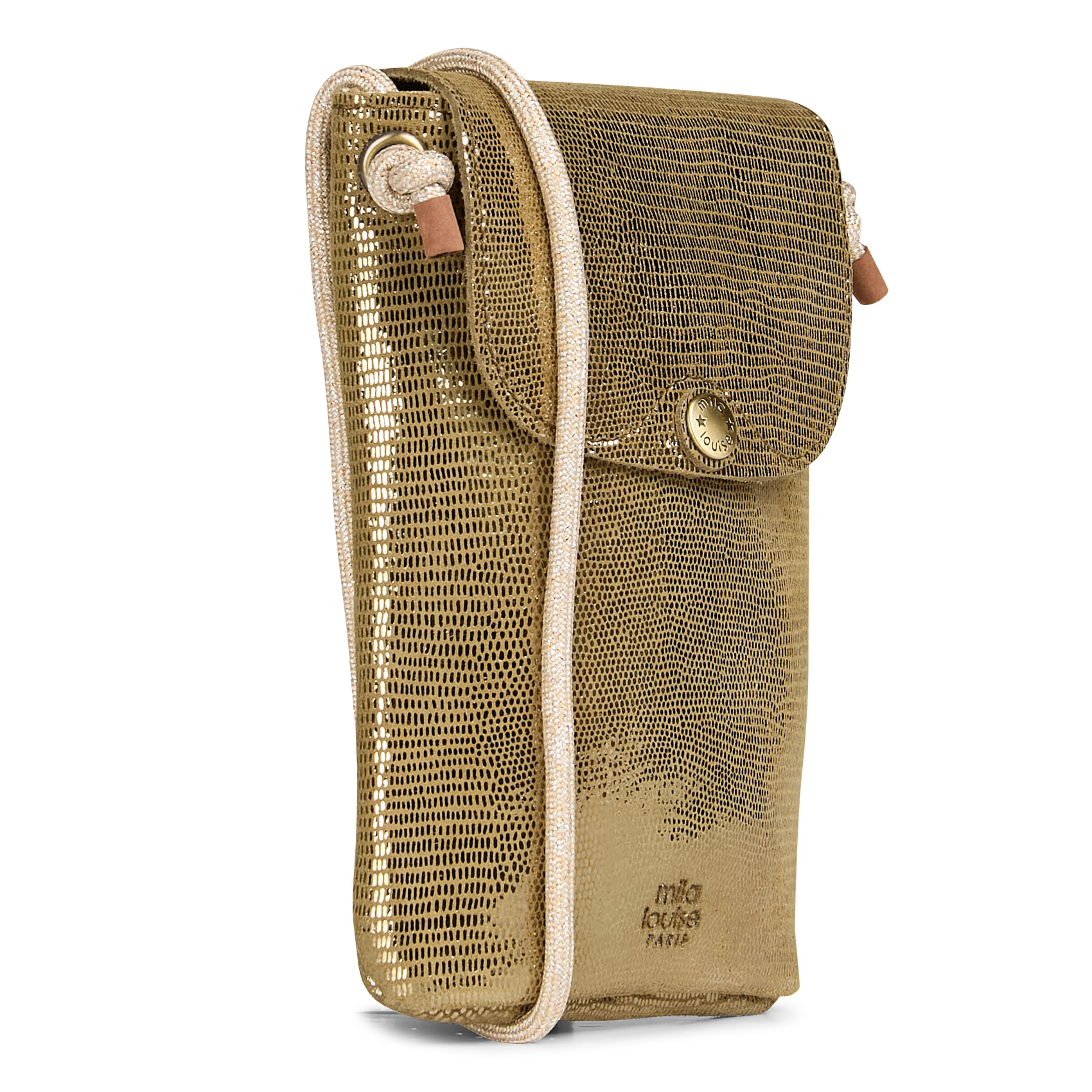 Telefoontasje van glanzend leer MILA LOUISE Groen