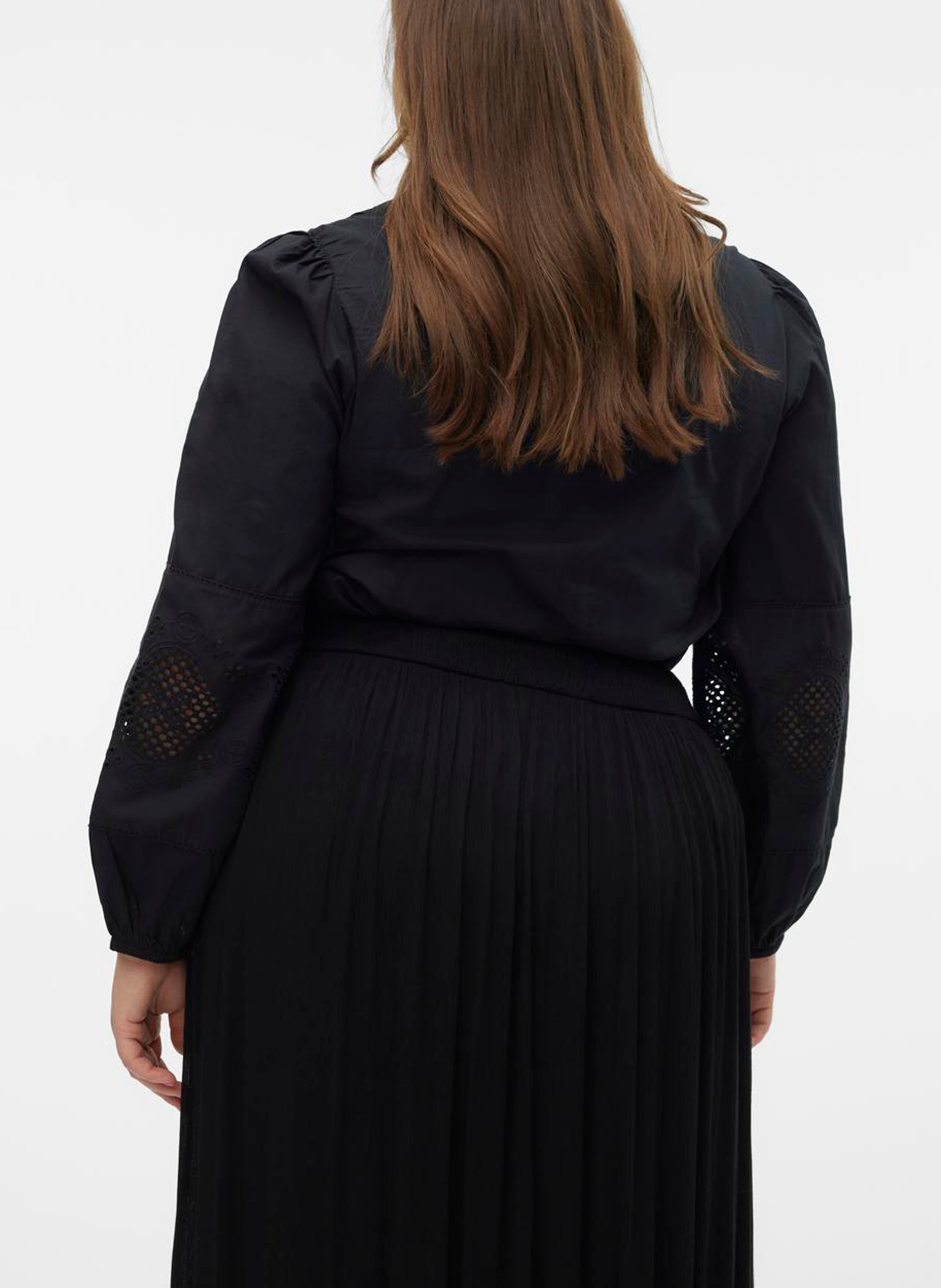 V-neck cotton shirt VERO MODA CURVE Black