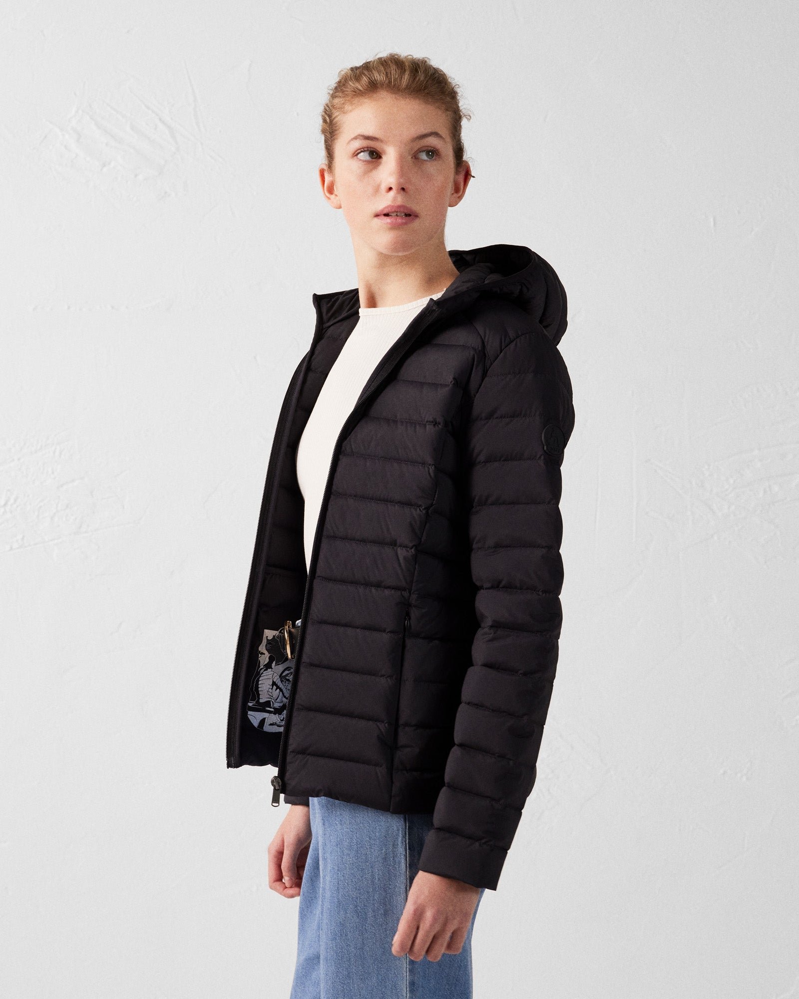 Doudoune à capuche stretch légère salma Noir