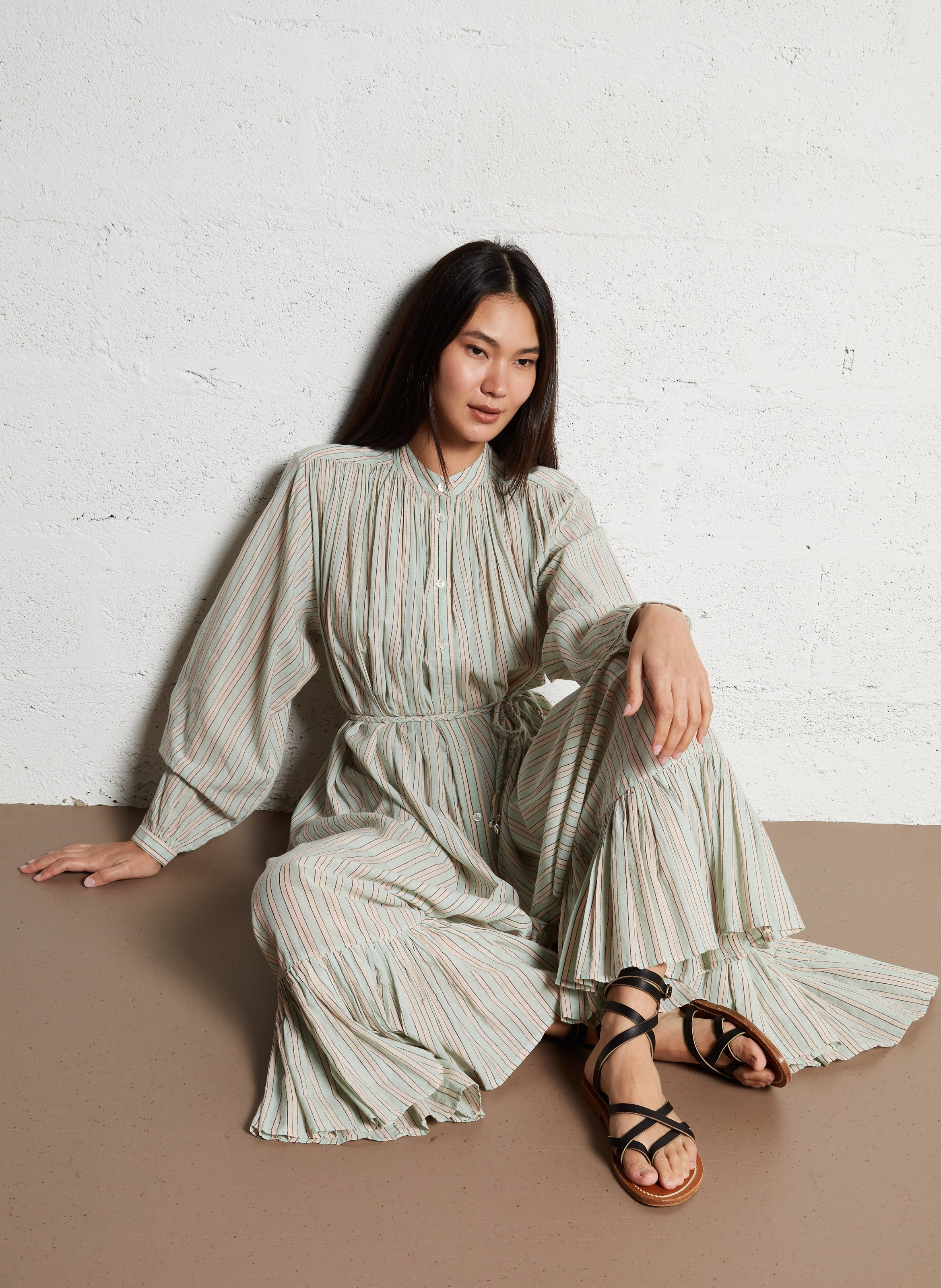 Gestreiftes Maxikleid aus Baumwolle LAURENCE BRAS Blau