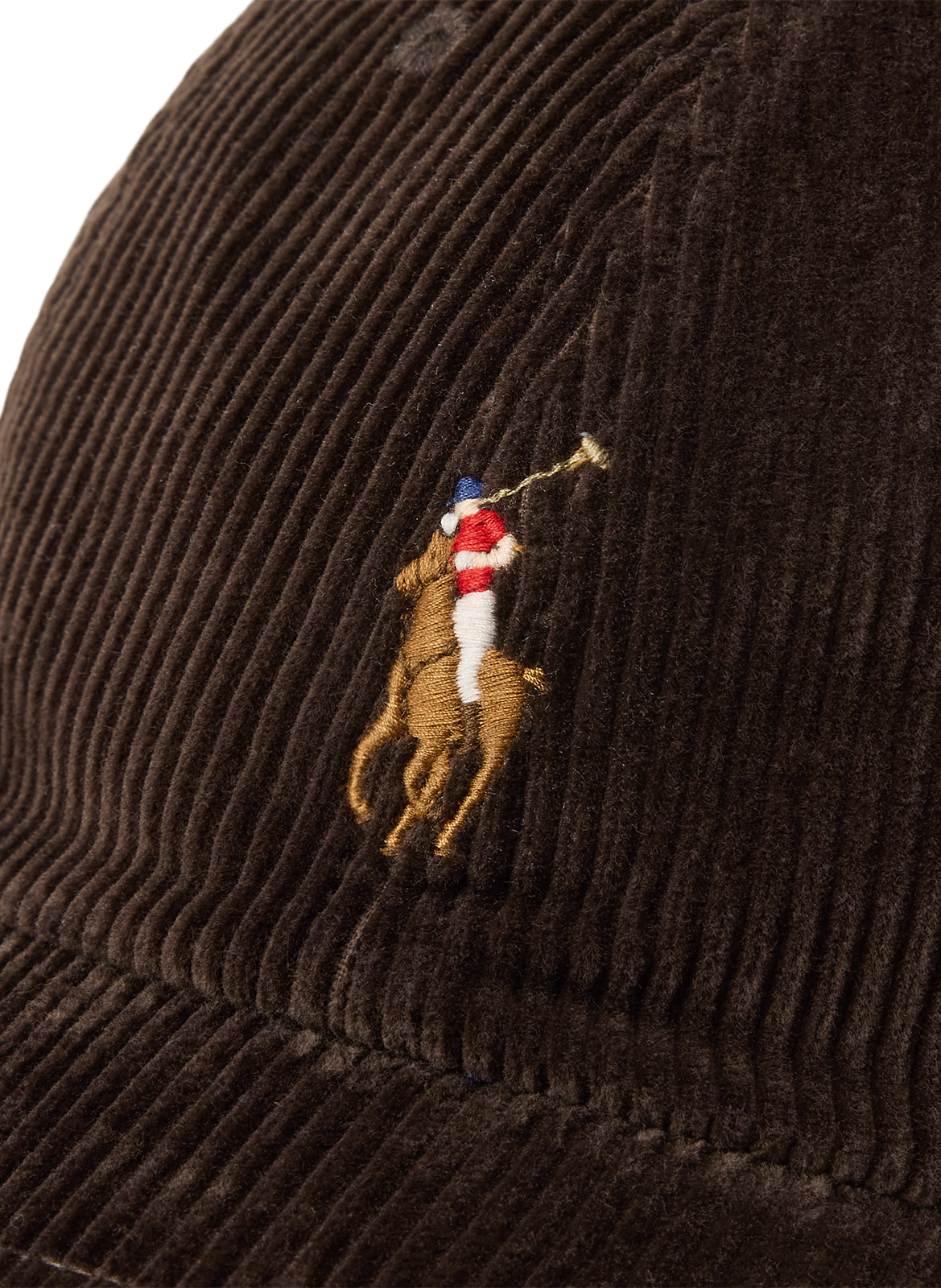 Embroidered cotton corduroy cap POLO RALPH LAUREN Brown