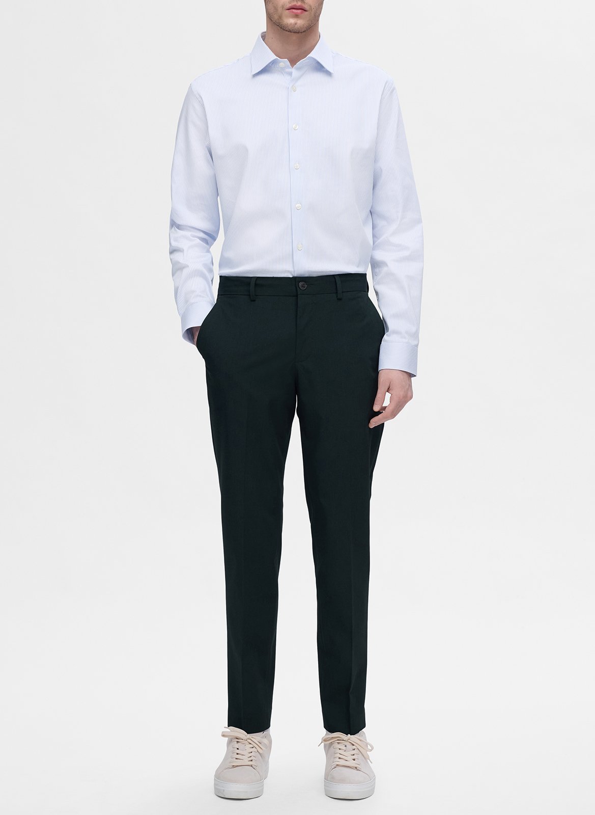 Chemise col classique en coton mélangé SELECTED Bleu