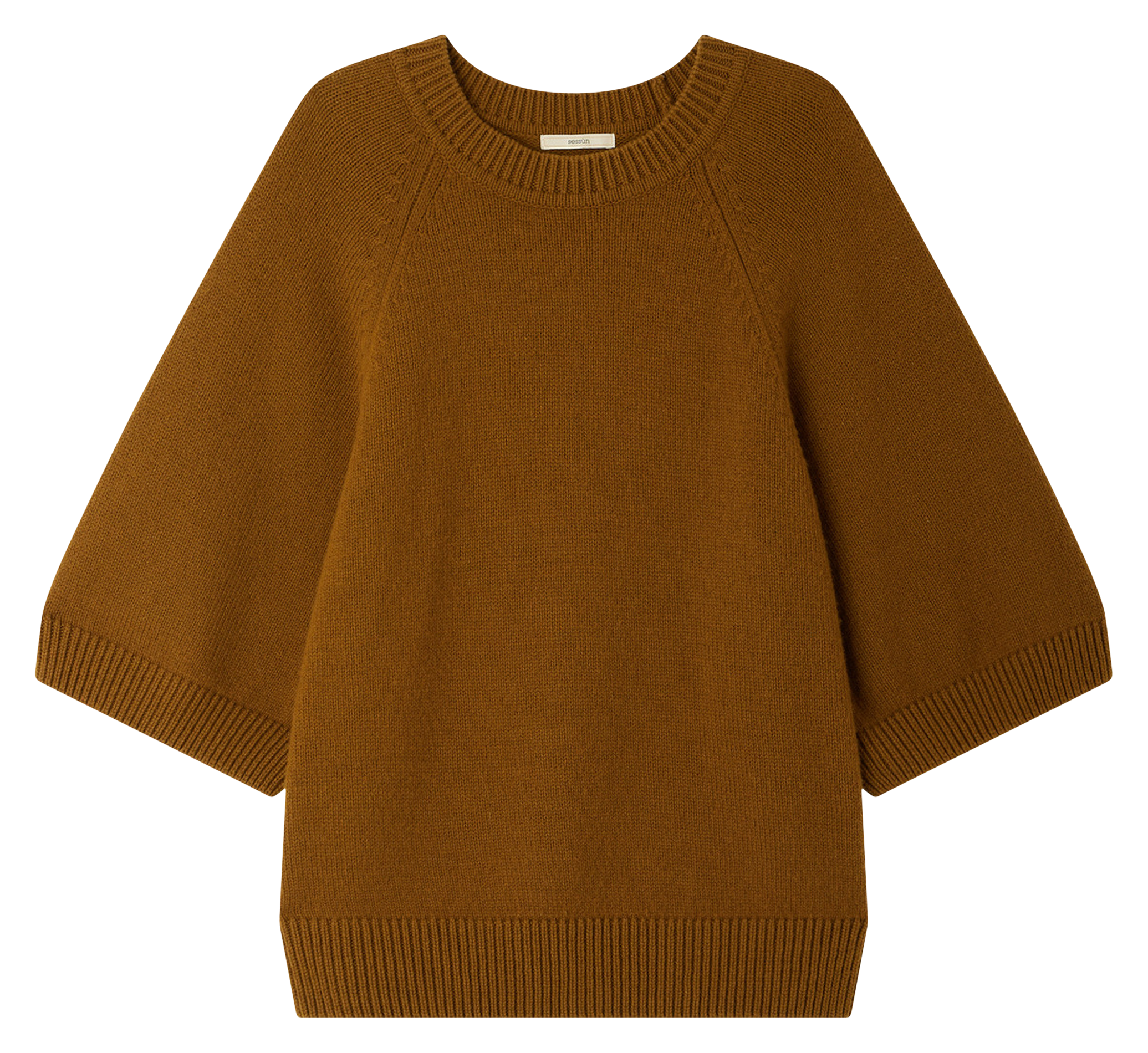 Pull col rond en laine mélangée SESSUN Marron