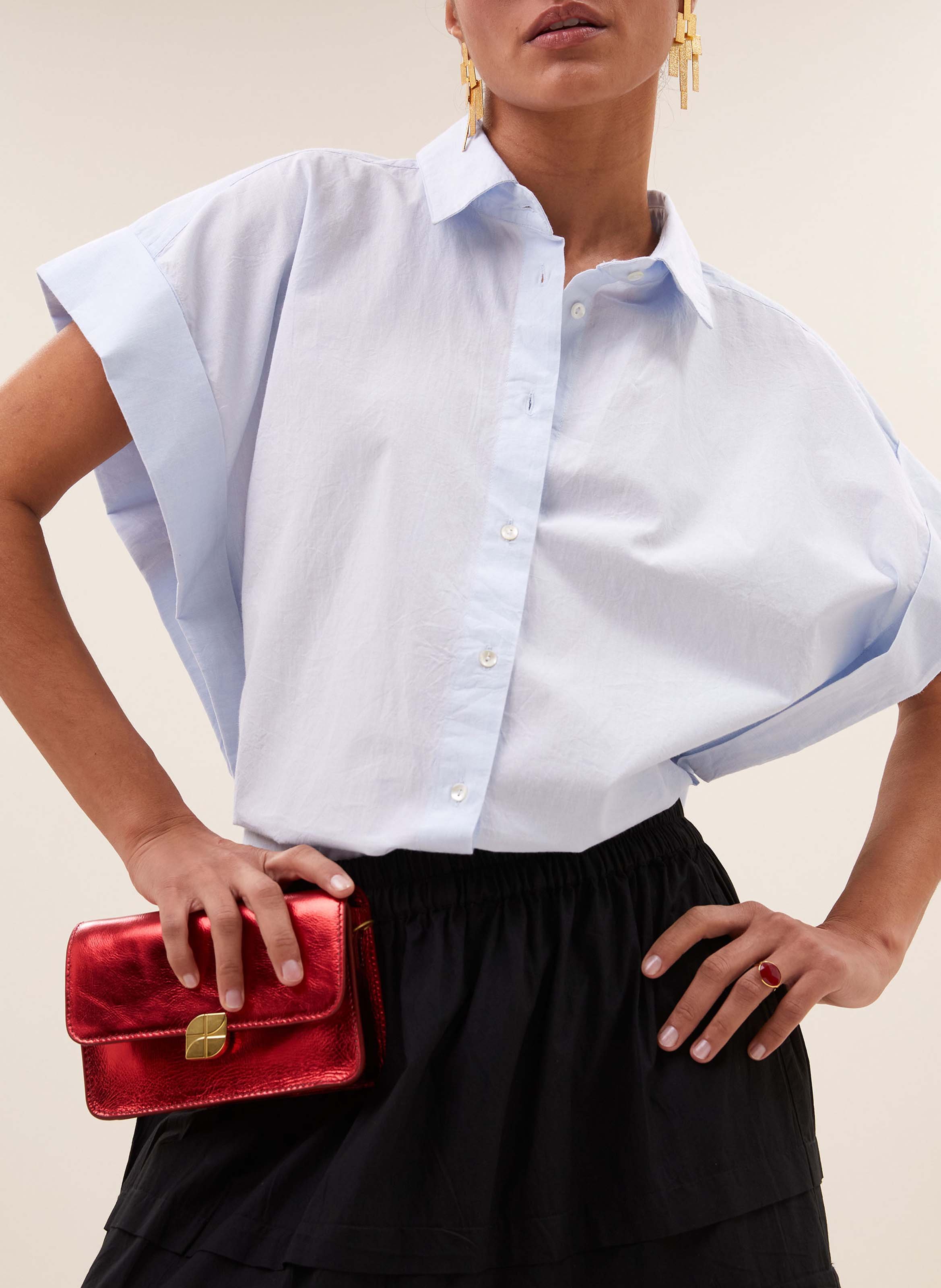 Chemise col classique en coton BY BAR Bleu