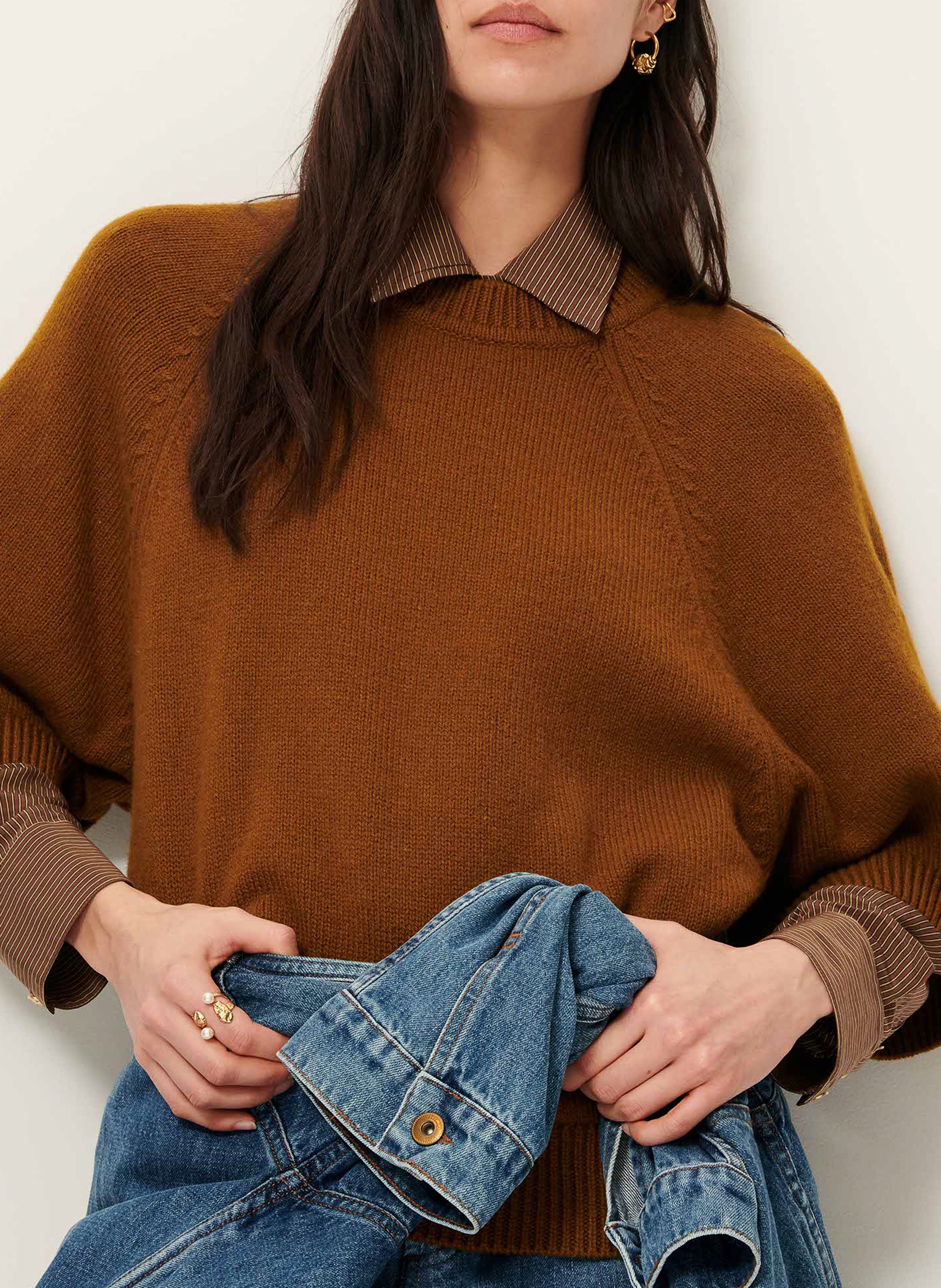 Pull col rond en laine mélangée SESSUN Marron