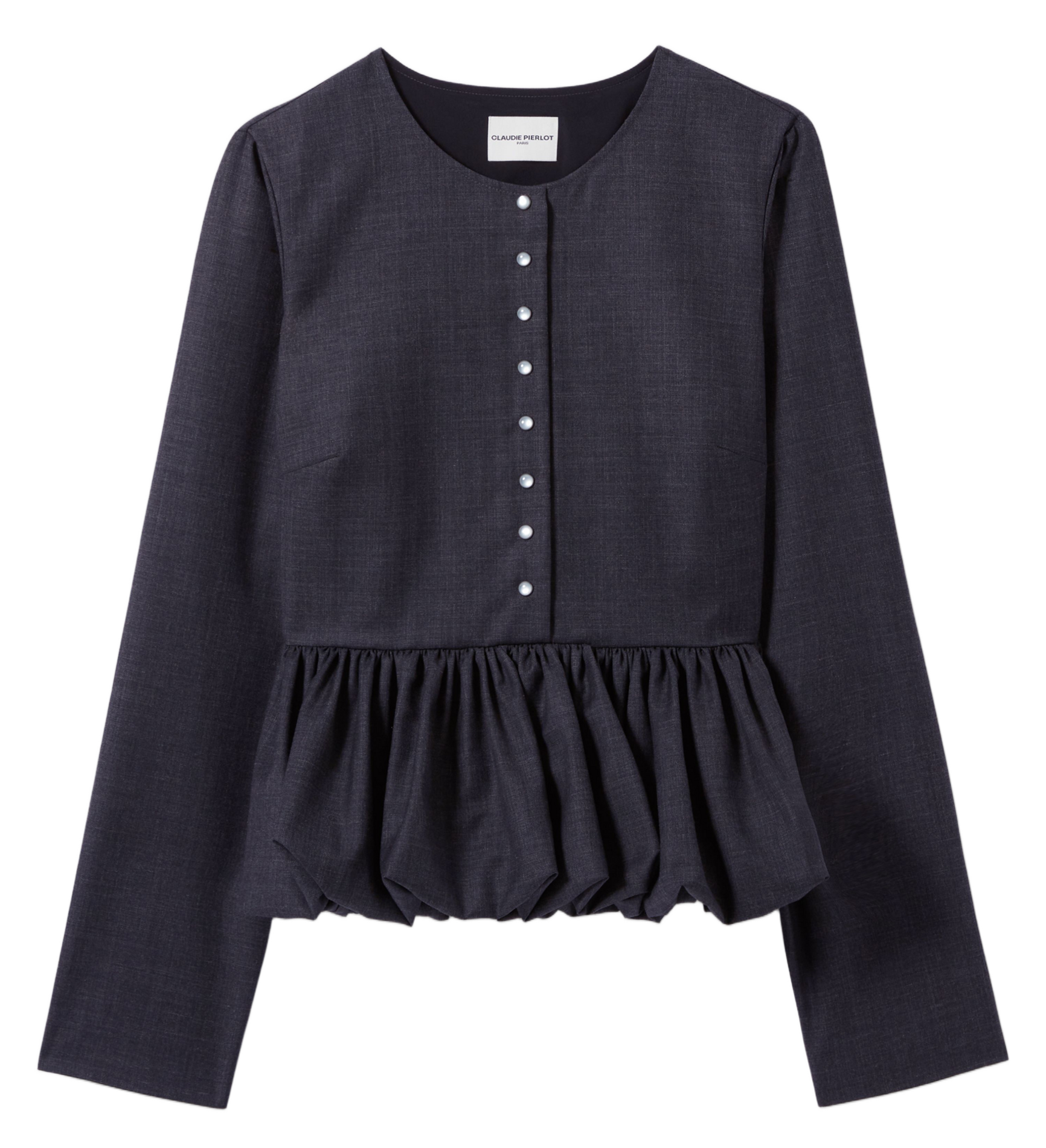 Top manches longues boutonné uni CLAUDIE PIERLOT Gris