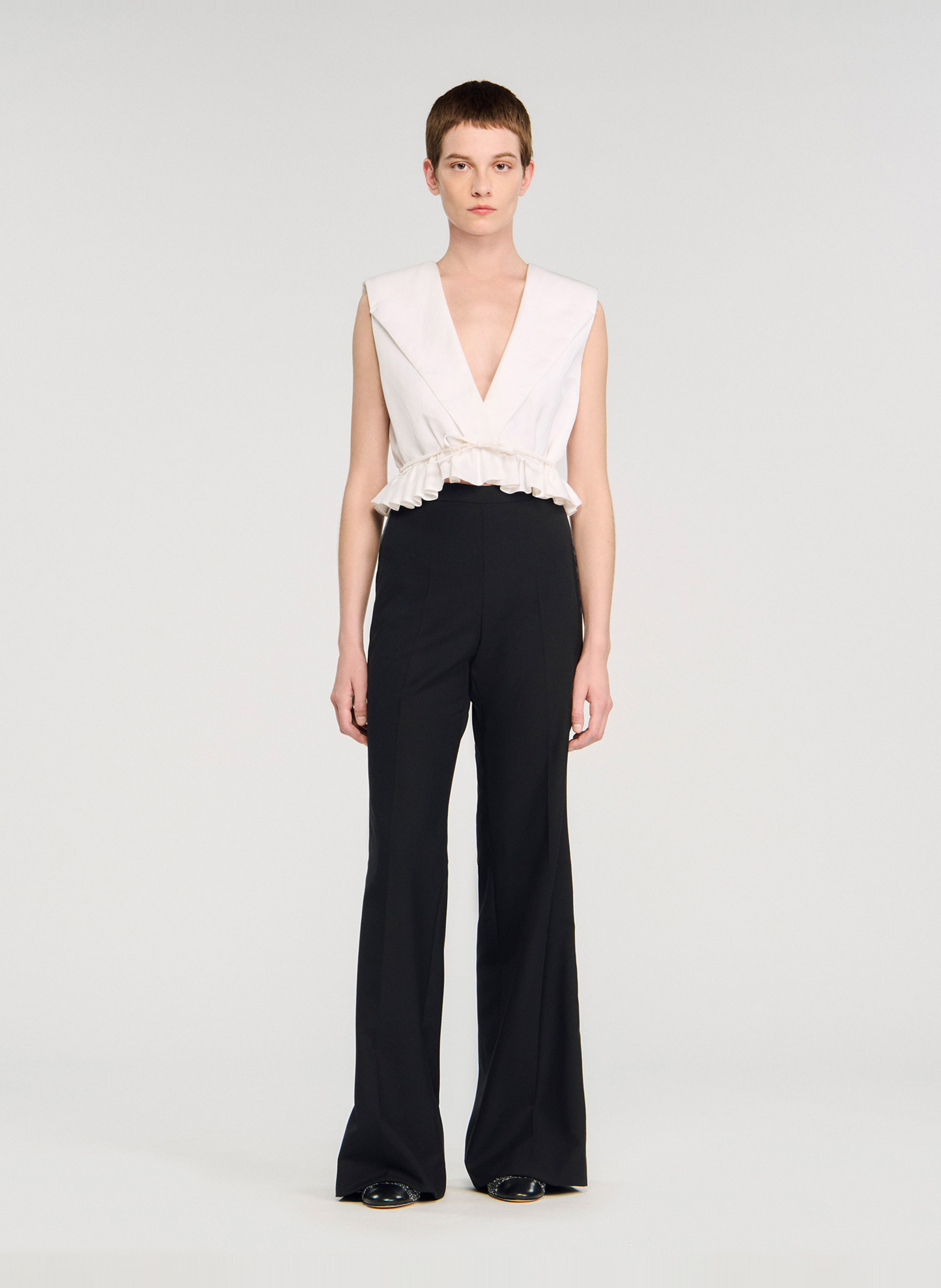 Flared wool-mix pants SANDRO Black