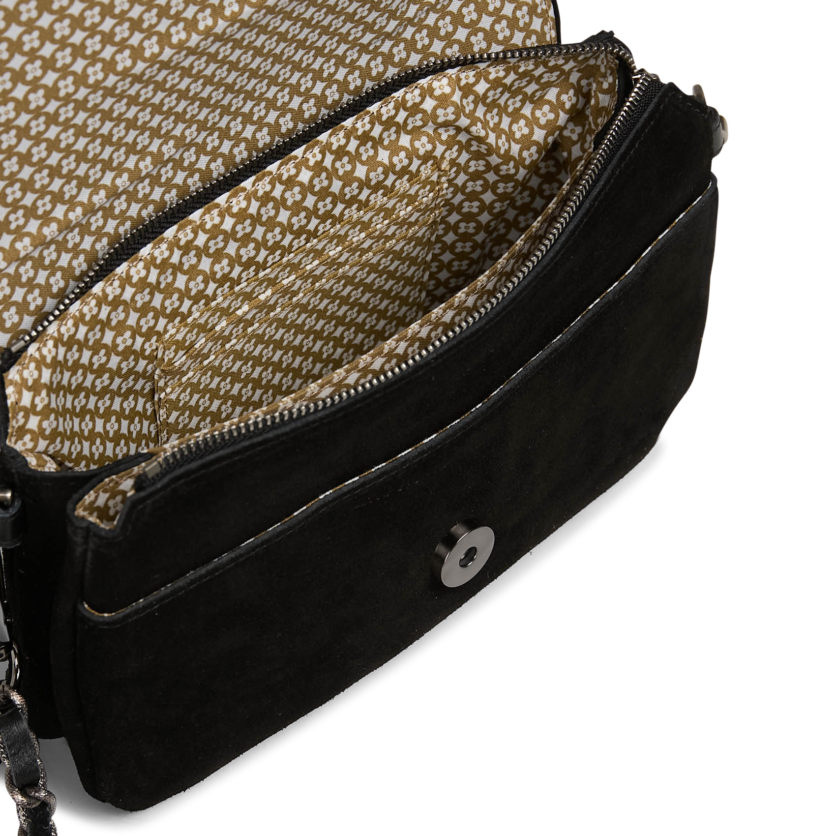 Clutch van veloursleer MILA LOUISE Zwart