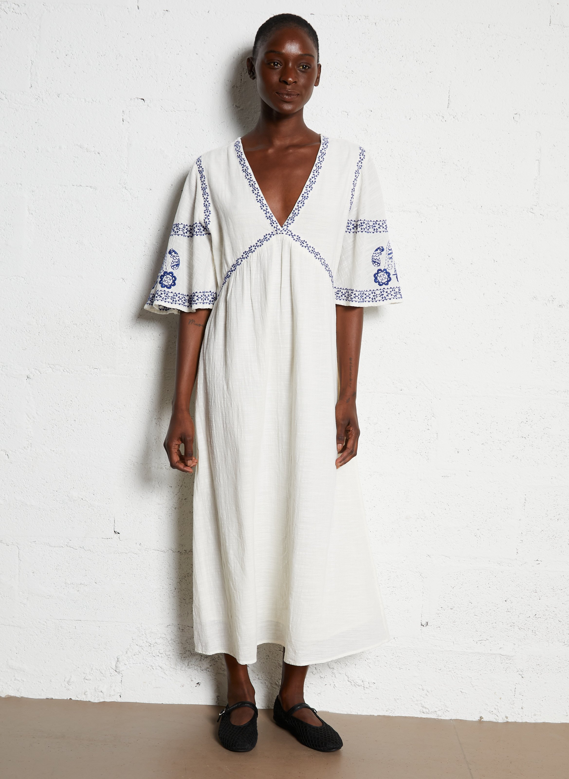 Embroidered cotton midi dress MAISON 123