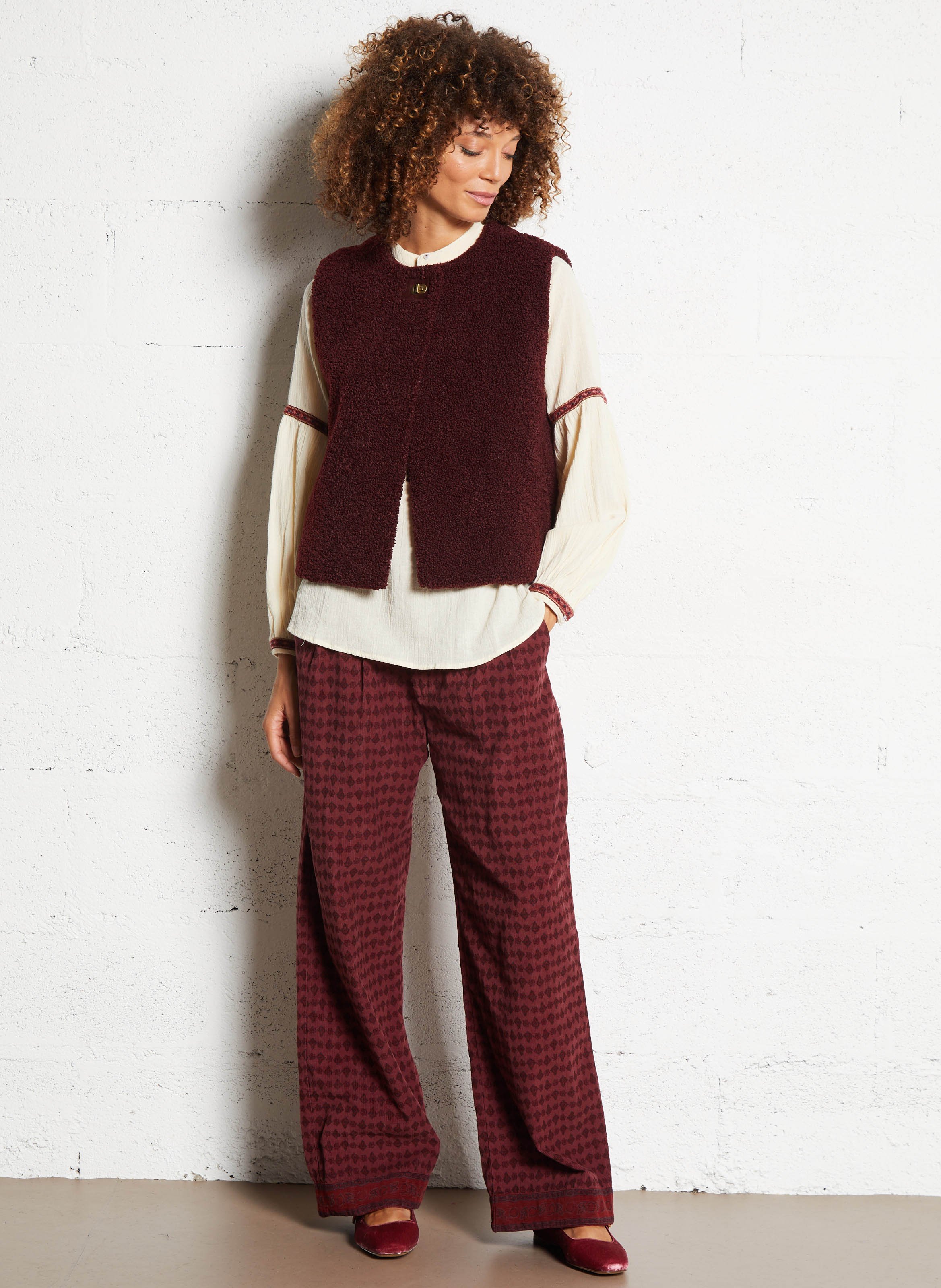 Veste courte sans manches teddy MAISON 123 Rouge