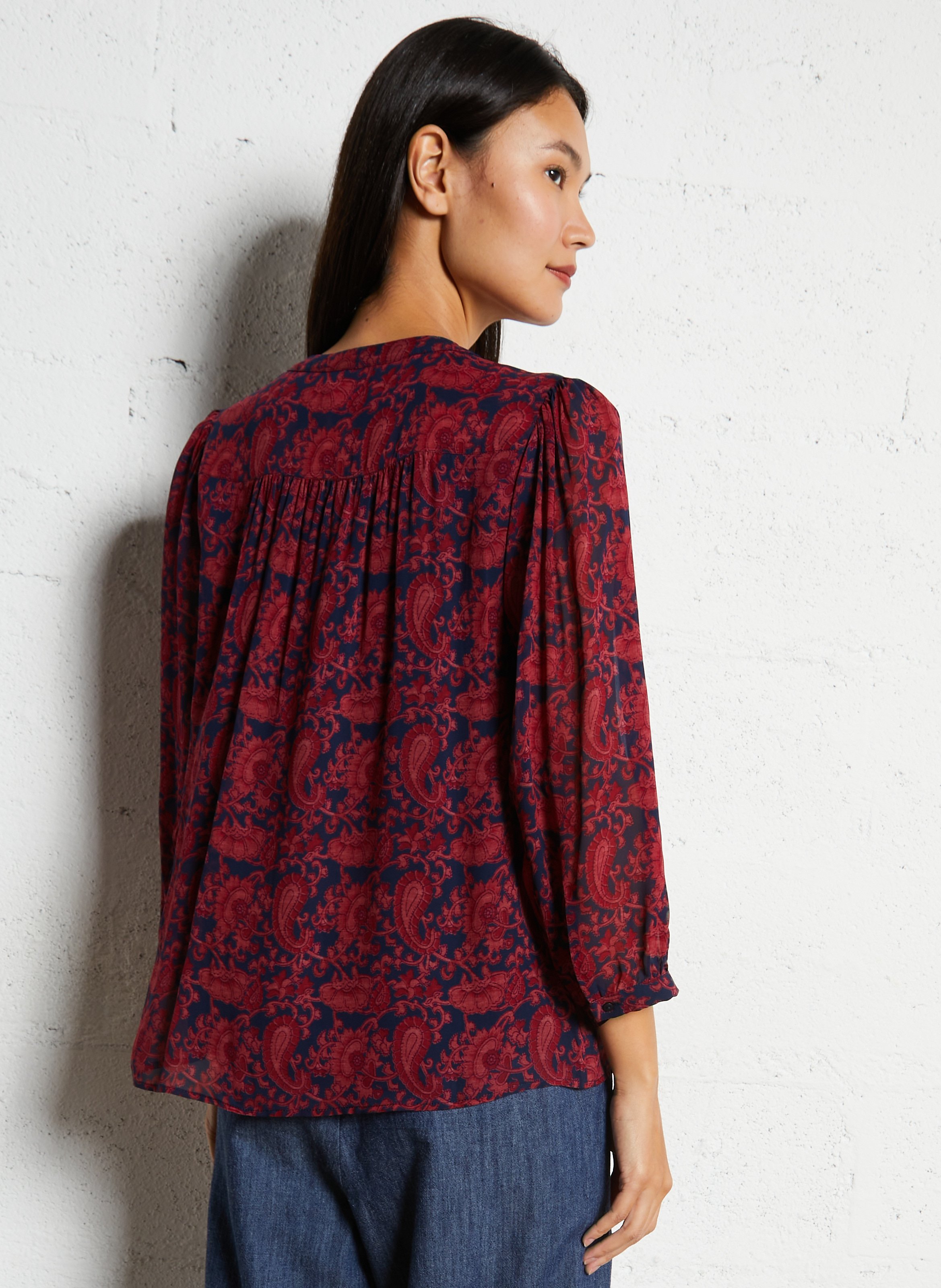 Printed jacket with round neck MAISON 123 Red