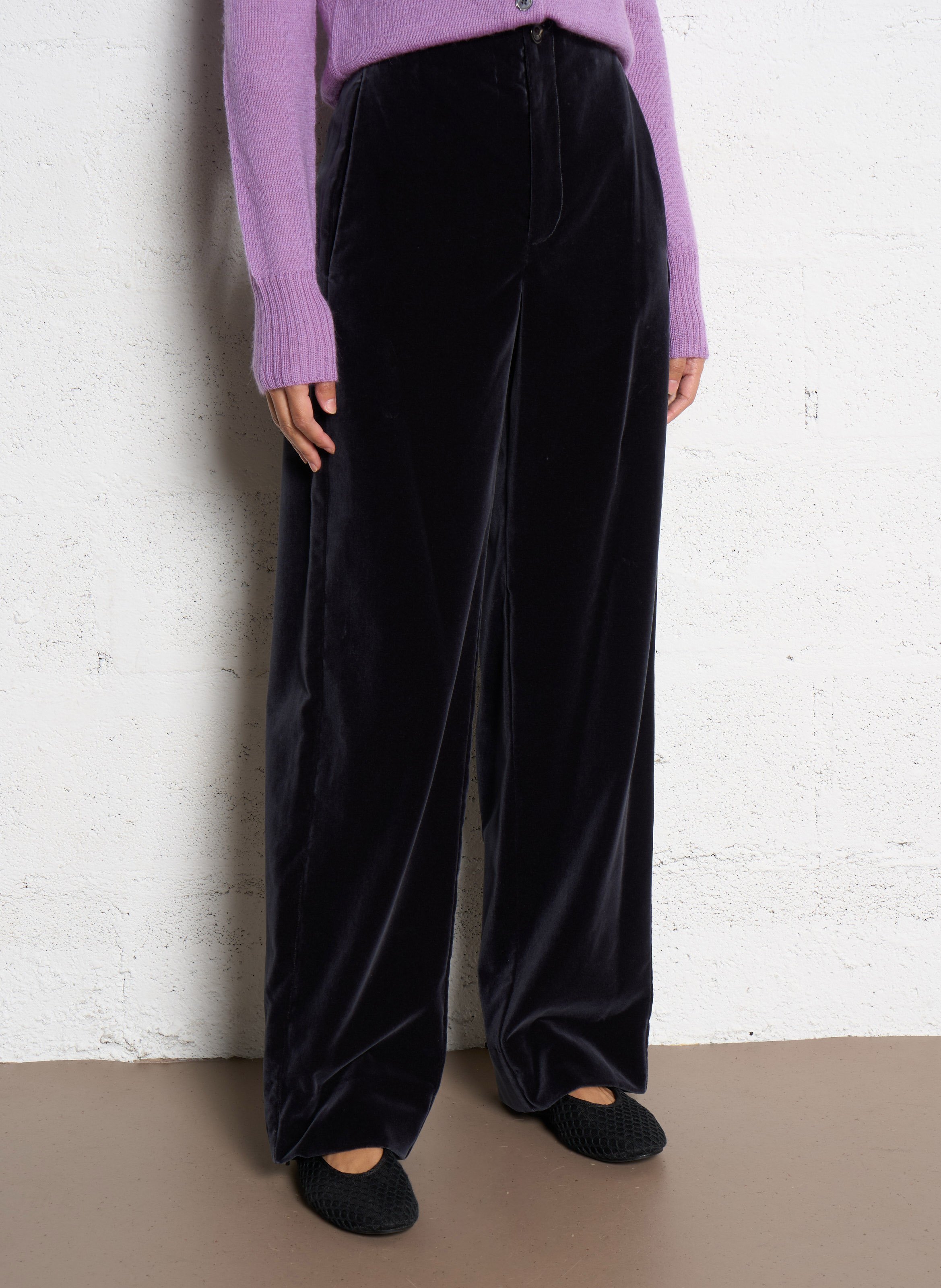 Wide-leg cotton velvet pants SOEUR Grey