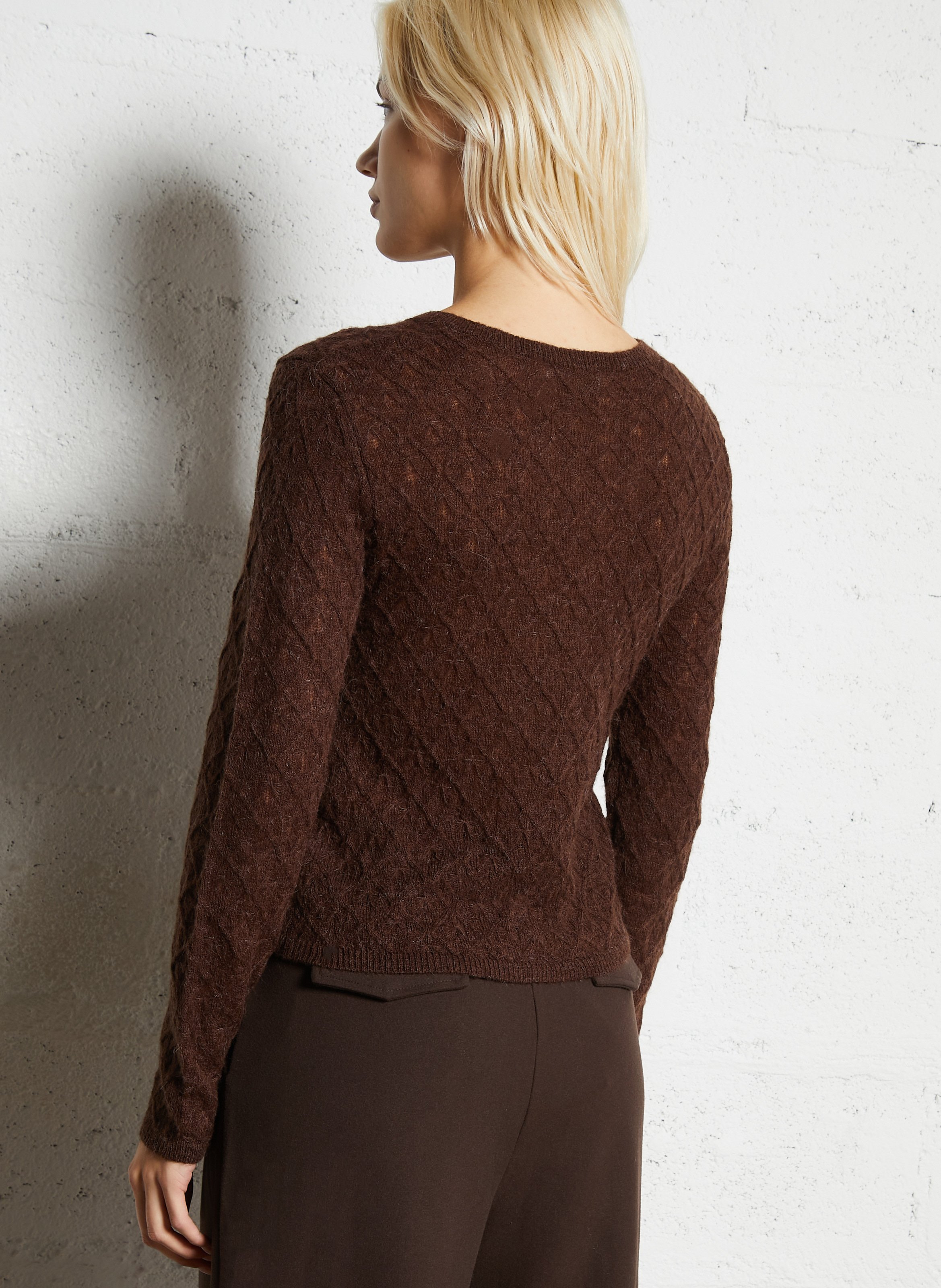 Straight round-neck knit fancy vest LA PETITE ETOILE Brown