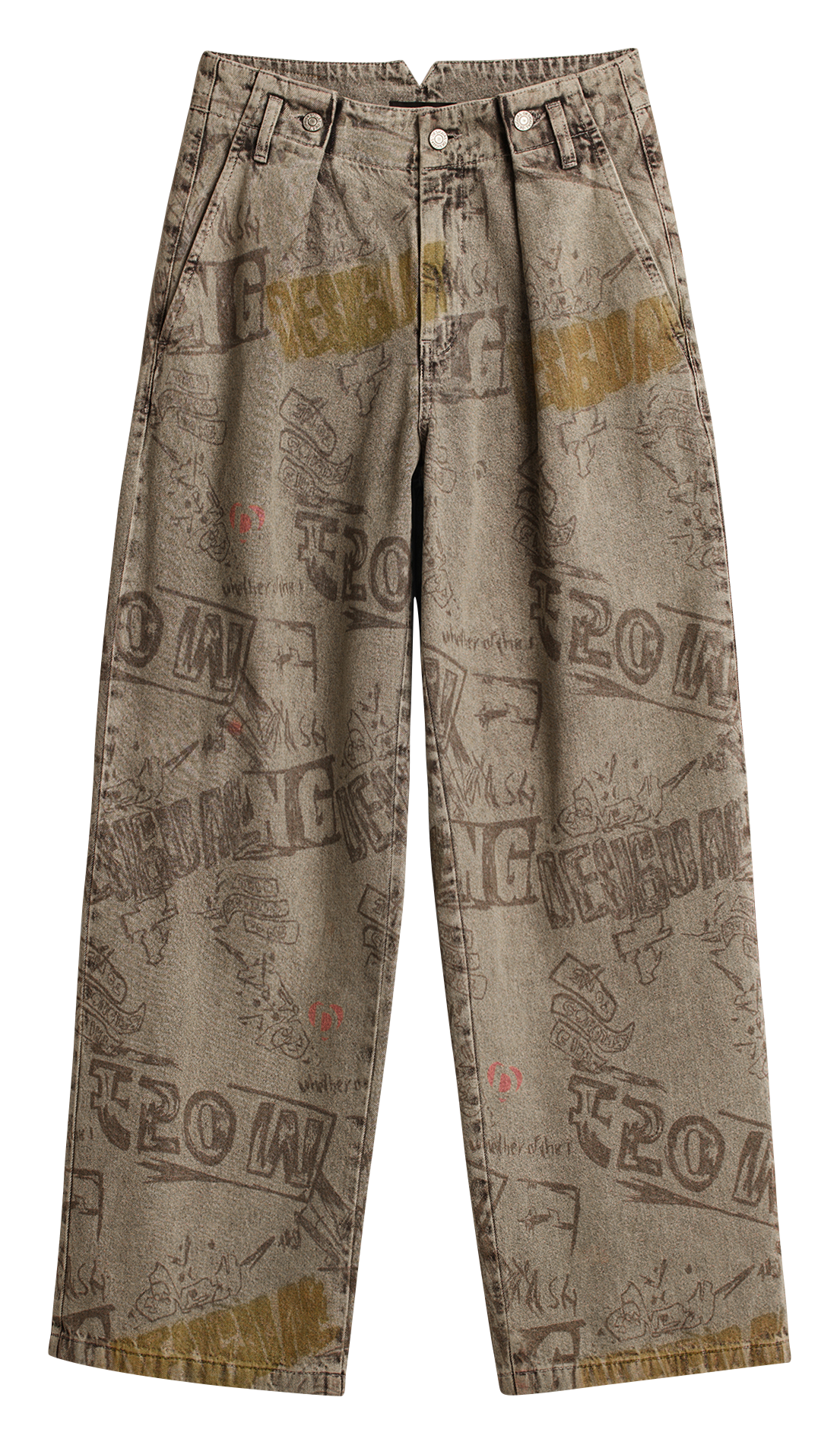 Jean large à pinces froncées imprimée DESIGUAL Noir