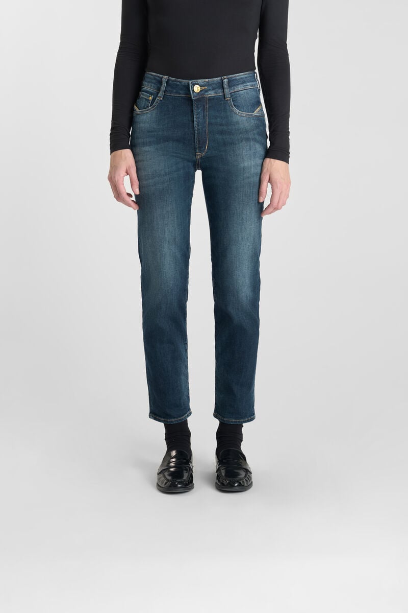 High-waisted push-up slim jeans, 7/8 length LE TEMPS DES CERISES Blue