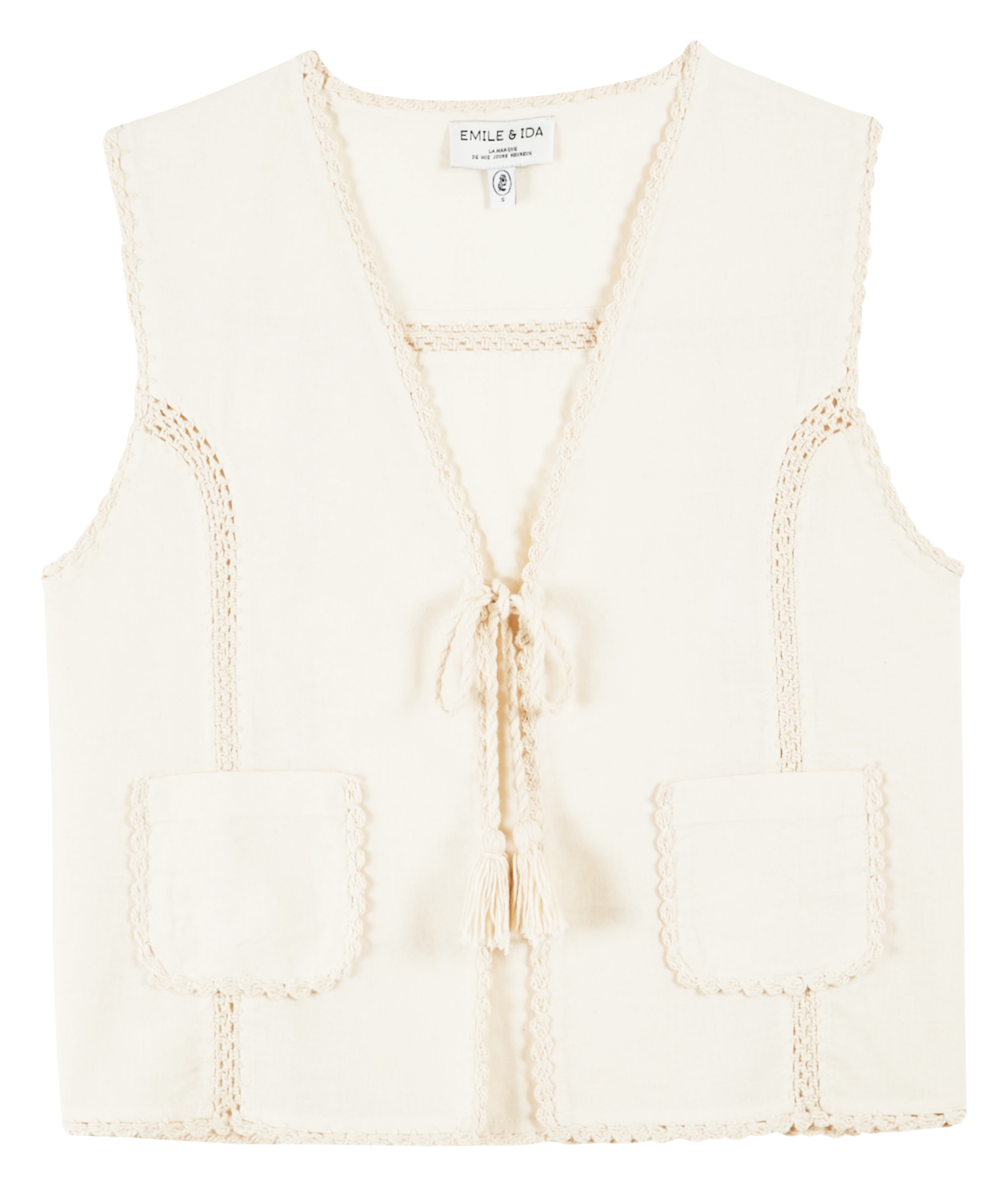 Straight cotton-blend V-neck cardigan EMILE ET IDA Beige