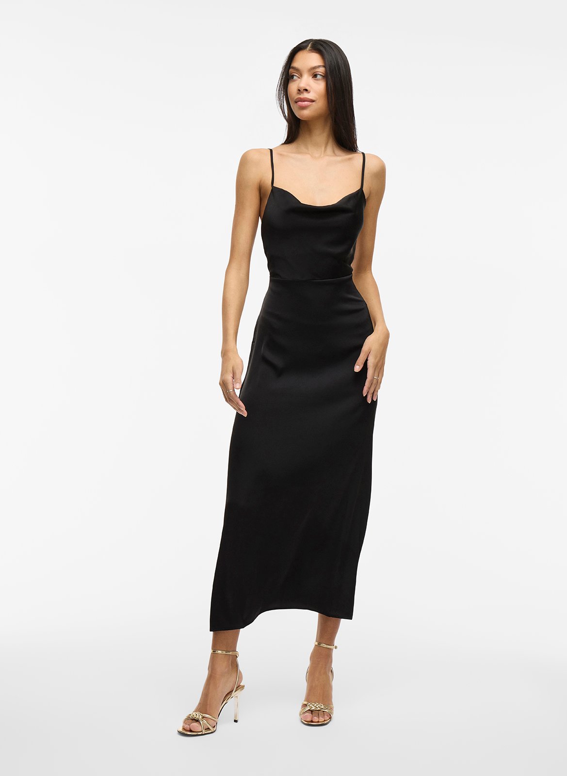 Robe longue satinée VILA Noir