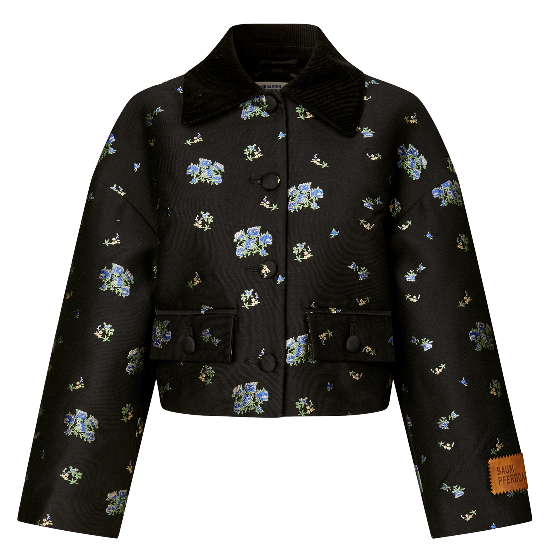 Rechte jas met klassieke kraag van biologisch katoenmengsel BAUM UND PFERDGARTEN Zwart