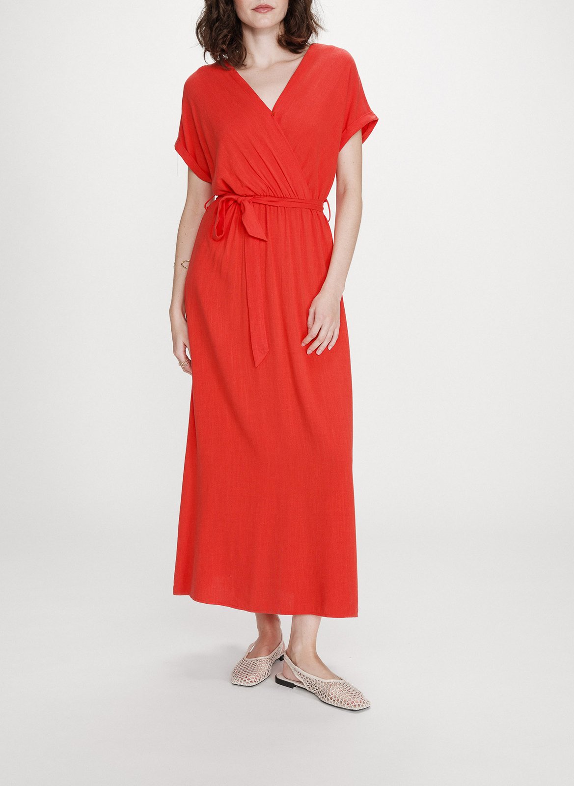 Robe longue col V GRACE ET MILA Rouge