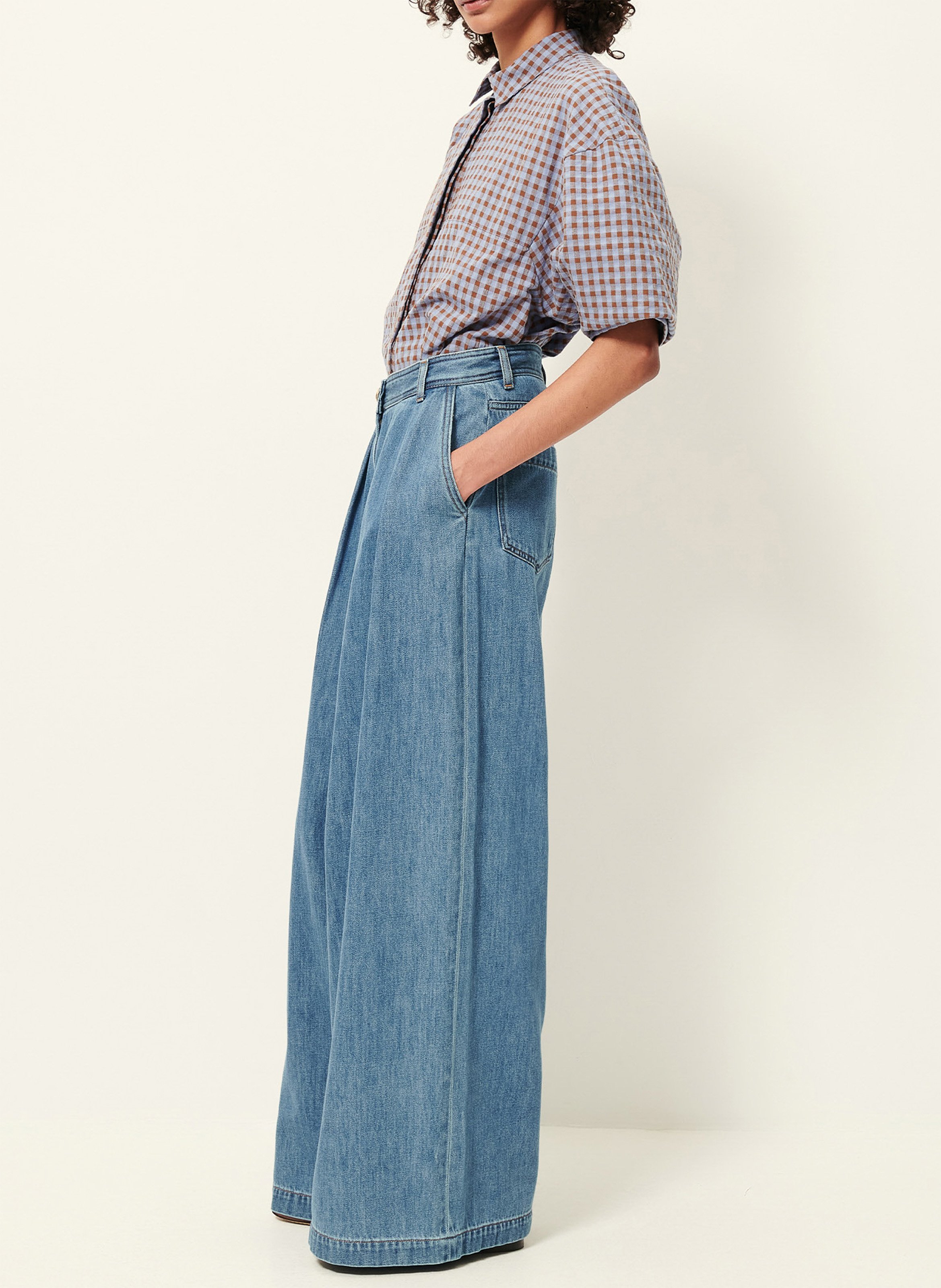 Jean large taille haute en coton SESSUN Bleu