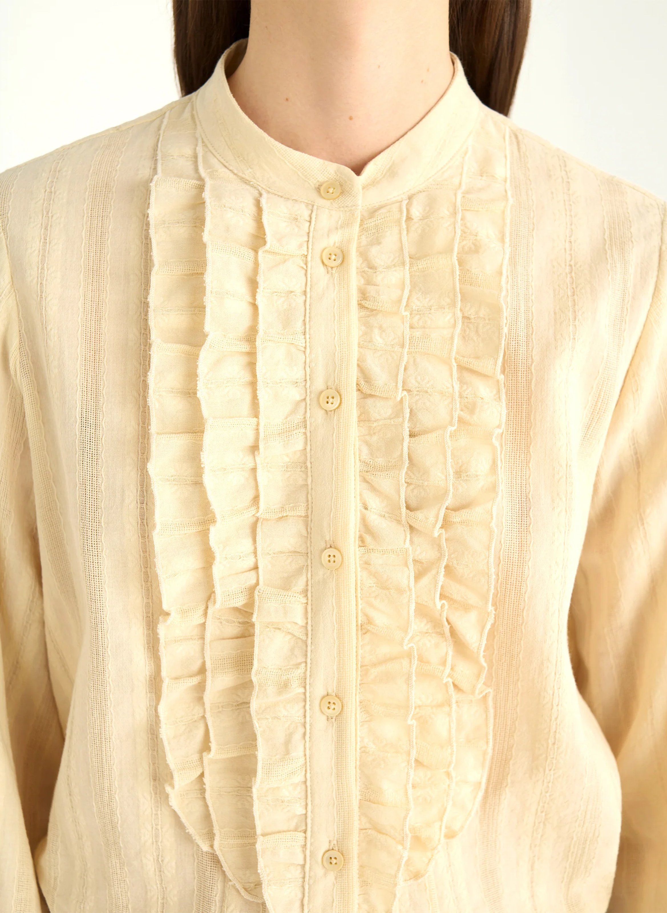 Bluse mit Rüschenfront ACOTE Weiss