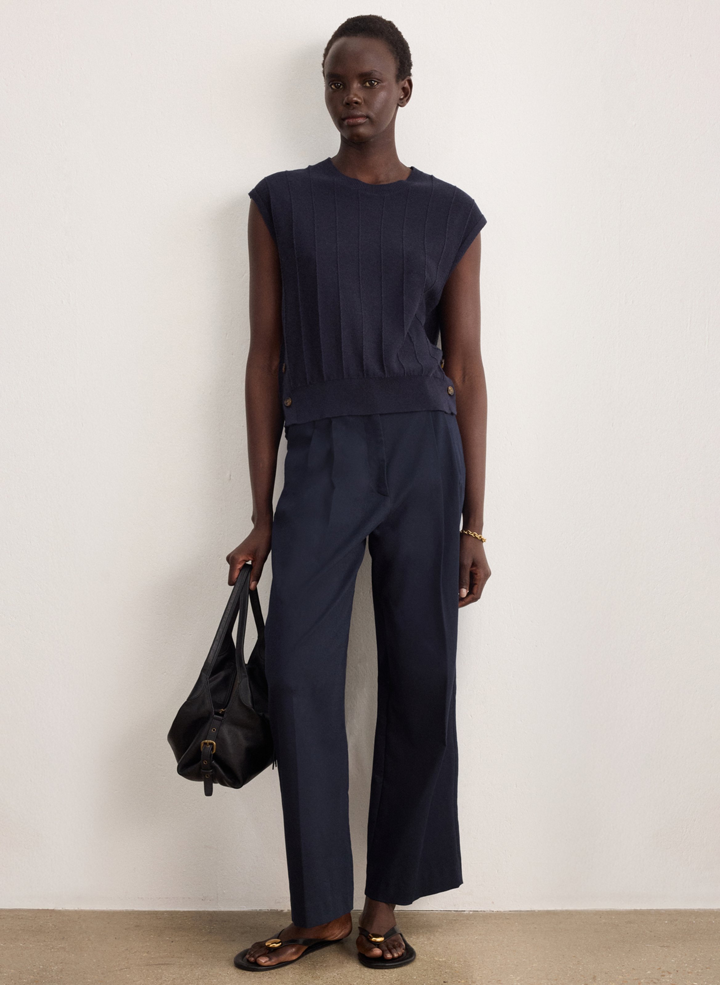 Pull ample col rond PABLO Bleu