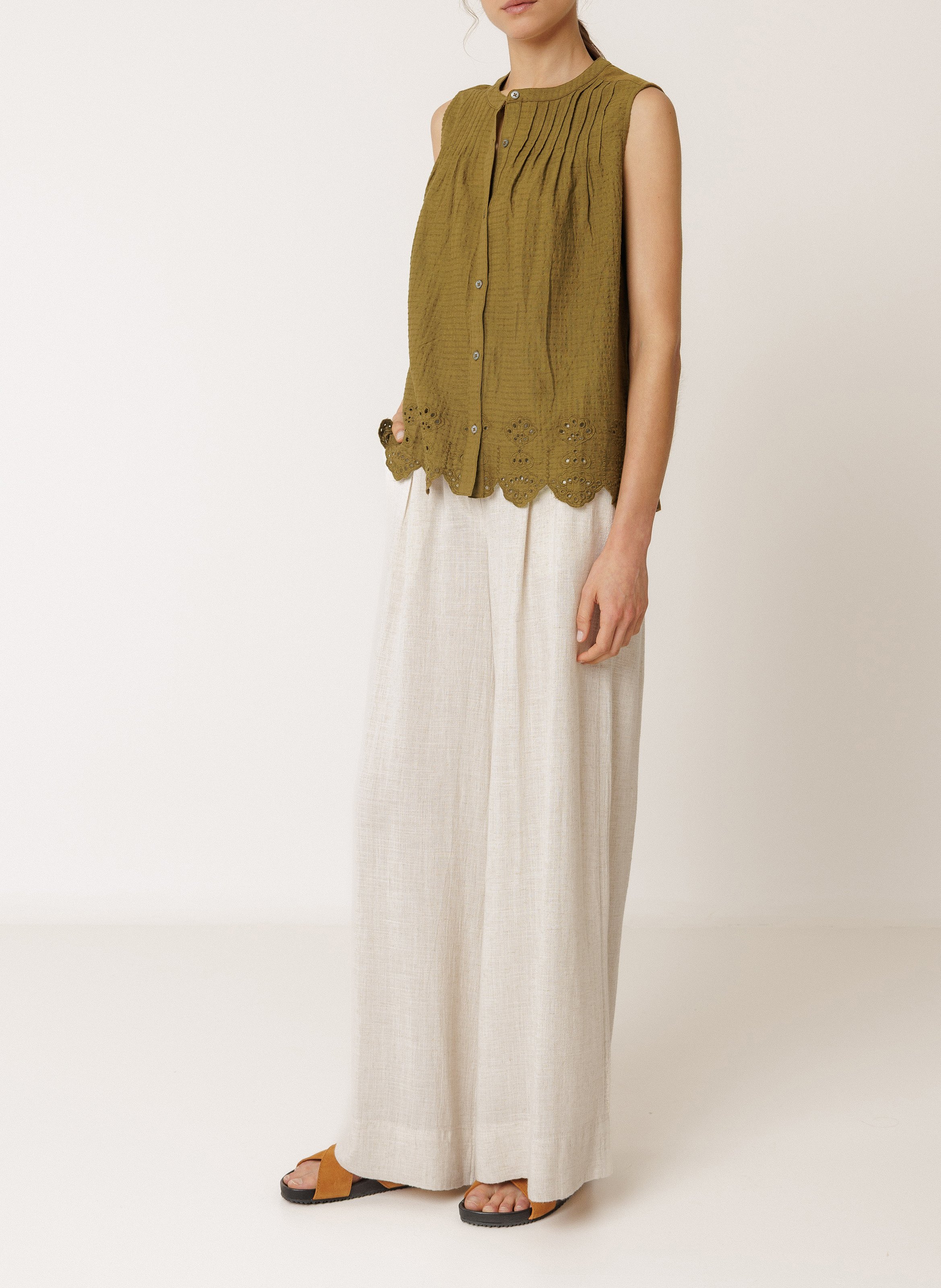 Oversized Mao collar shirt INDI & COLD Khaki