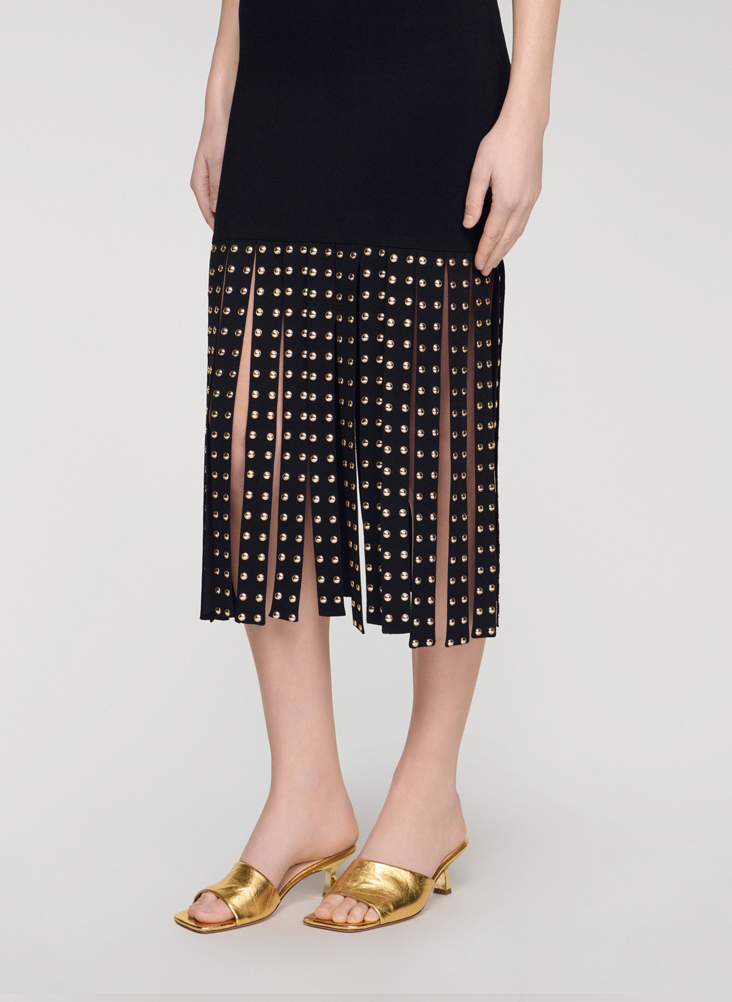 Robe midi col rond en maille SANDRO Noir