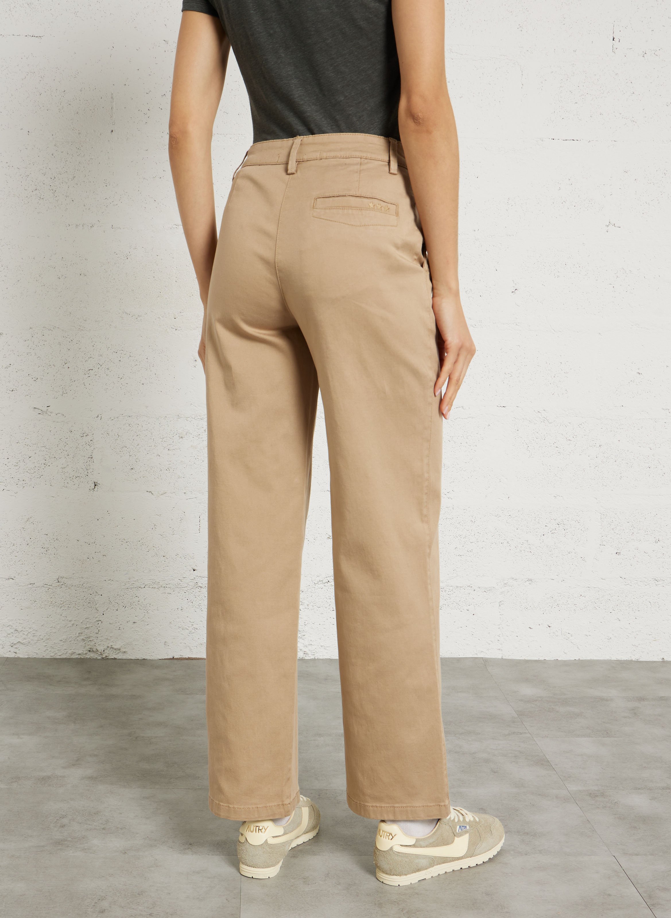 Solid straight chino pants SUD EXPRESS Brown