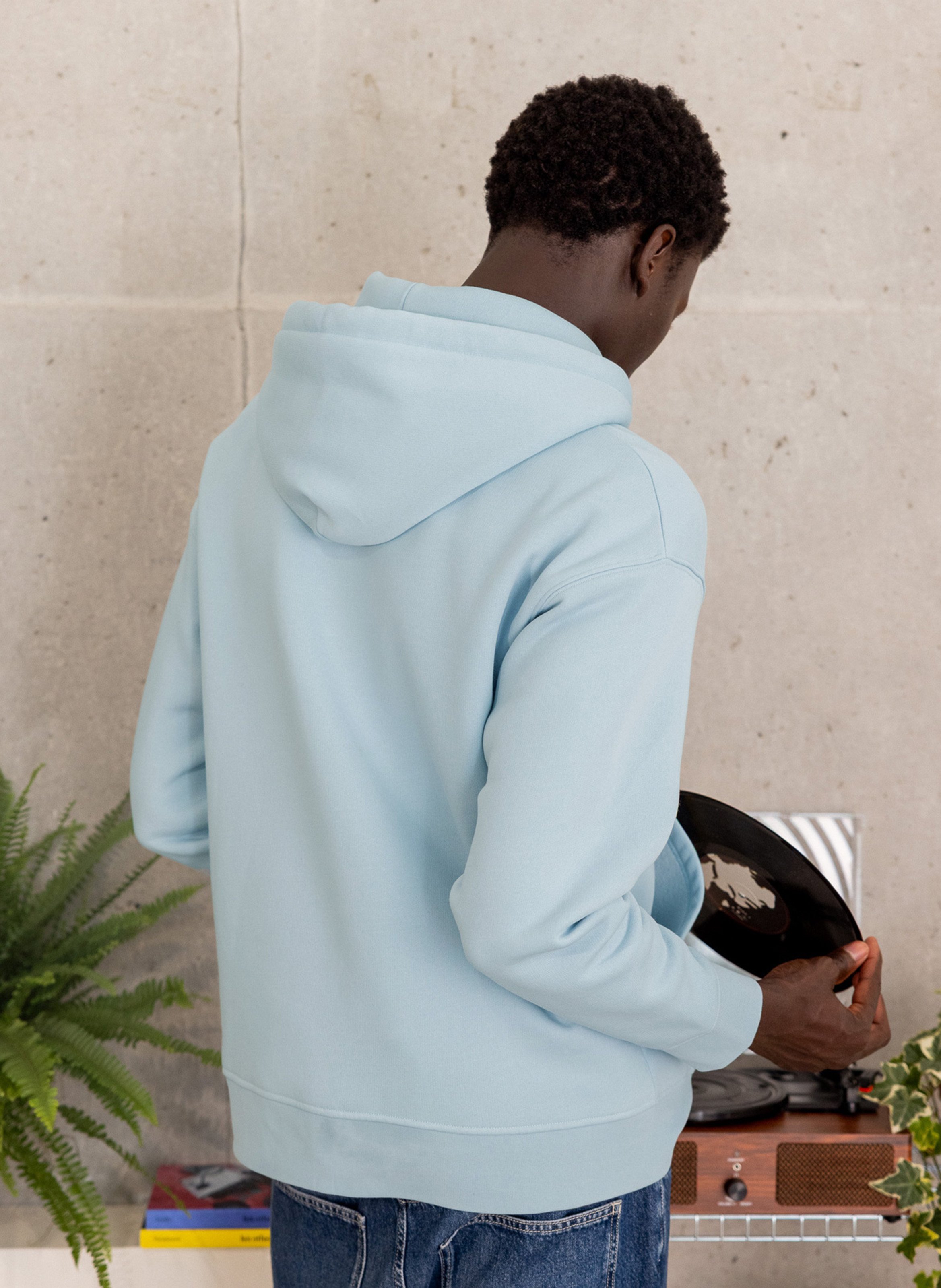 Anliegender Kapuzenpullover aus Baumwollmischgewebe FAGUO Blau