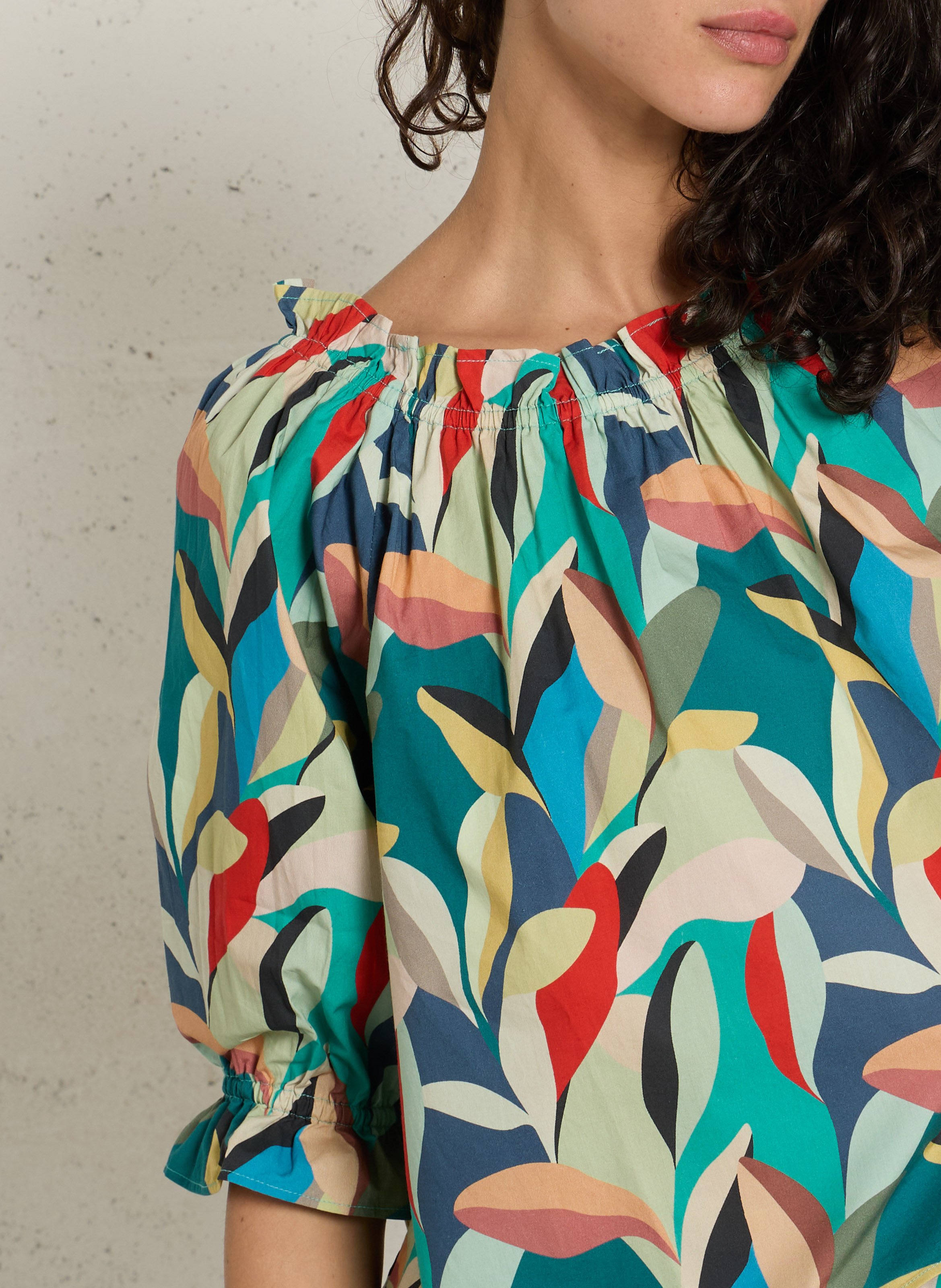 Katoenen top met bardothals PETITE MENDIGOTE Veelkleurig