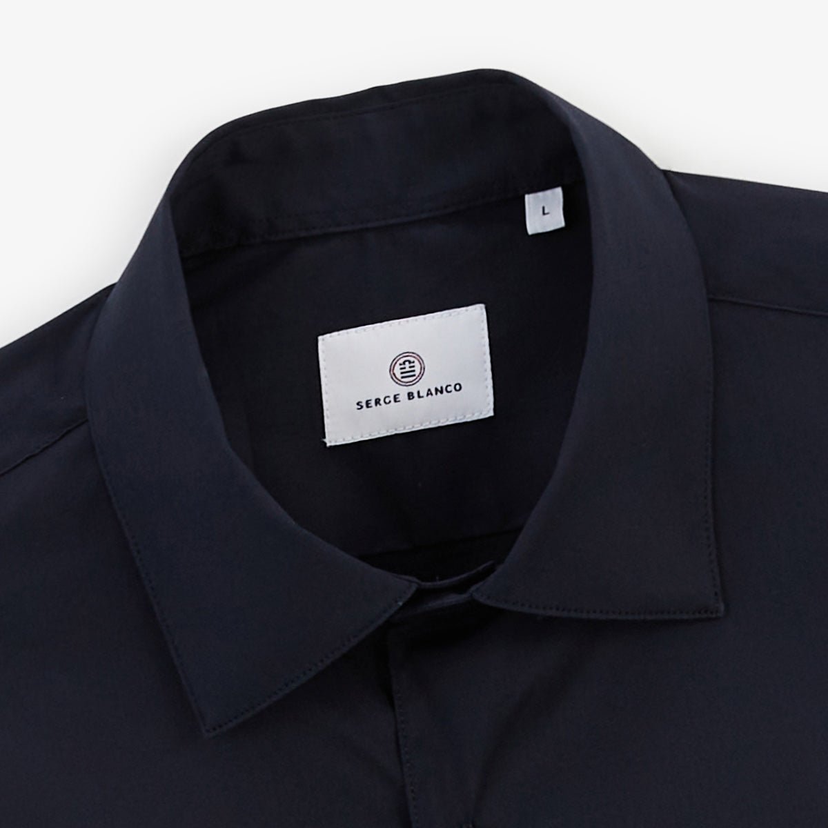 Solid color long-sleeve cotton stretch shirt SERGE BLANCO Blue