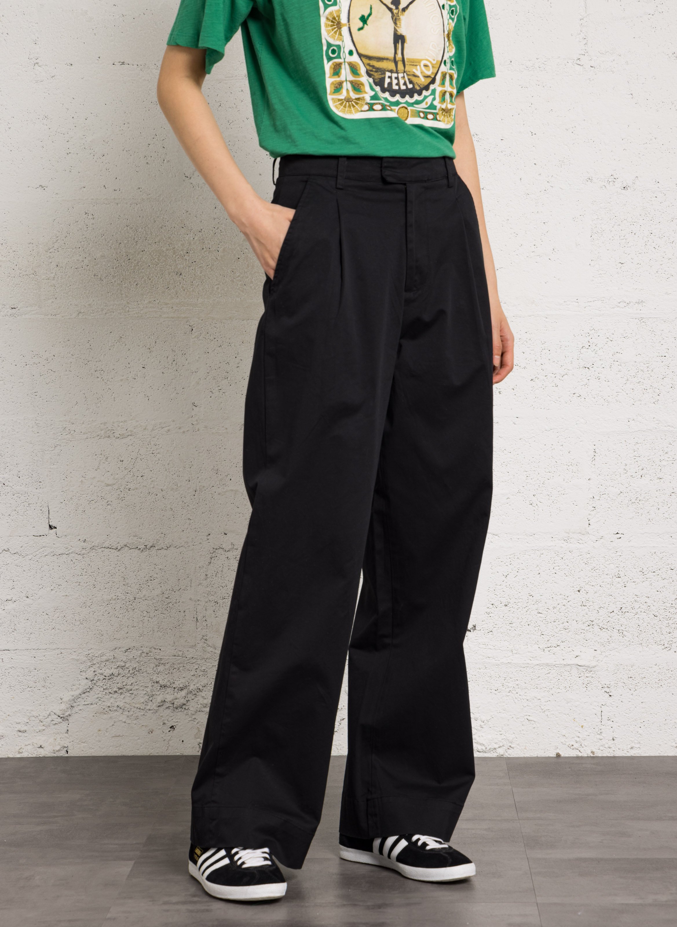 Pantalon large taille haute à pinces LEON & HARPER