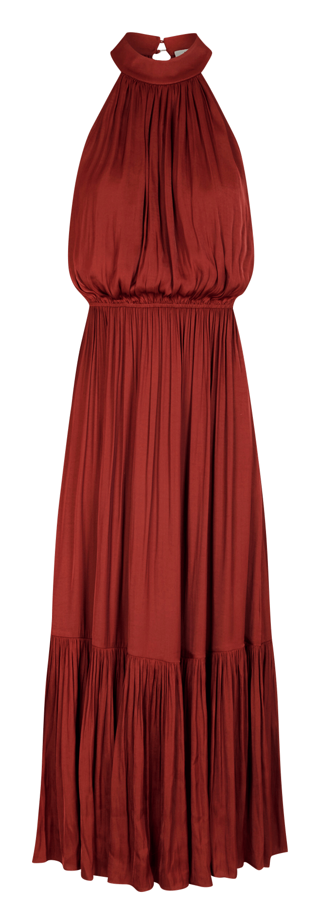 Robe longue évasée col ras du cou MORGAN Marron