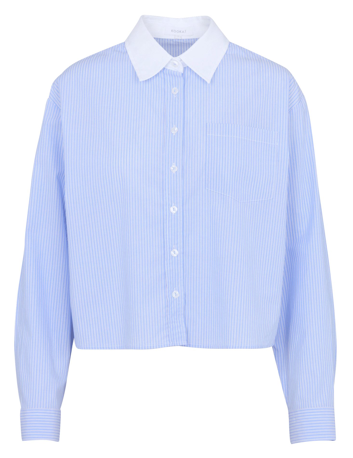 Rechte, gestreepte, katoenen blouse met klassieke kraag KOOKAI