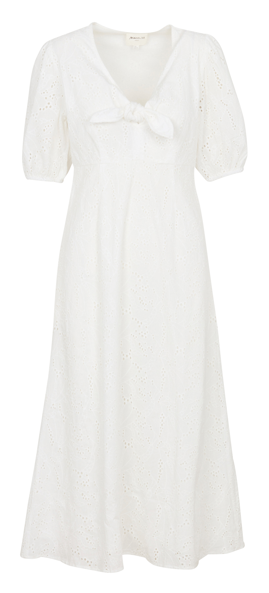 Midi jurk met V-hals en borduurwerk MAISON 123 Wit