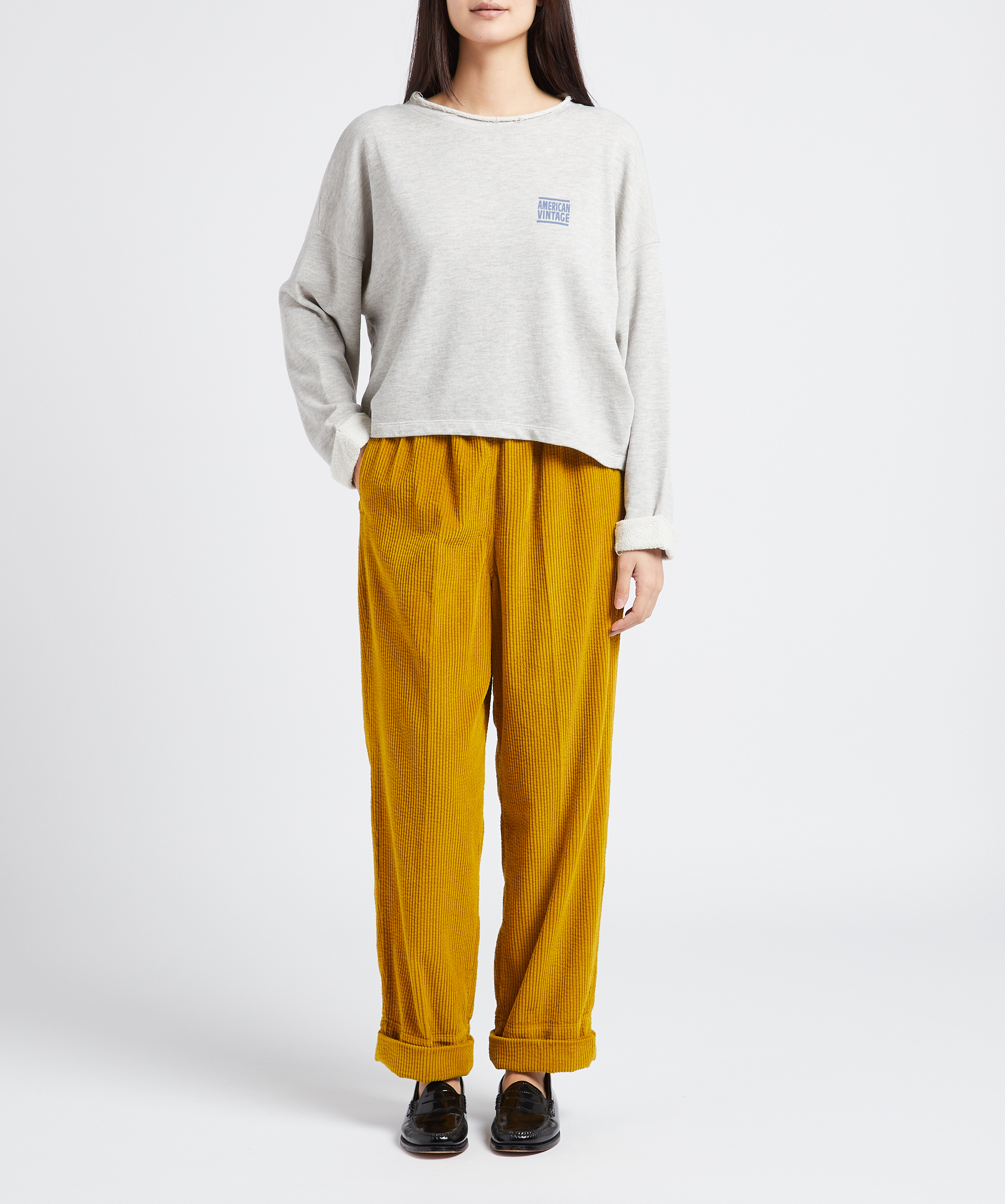 Rundhals-Sweatshirt aus Baumwoll-Mix AMERICAN VINTAGE Grau