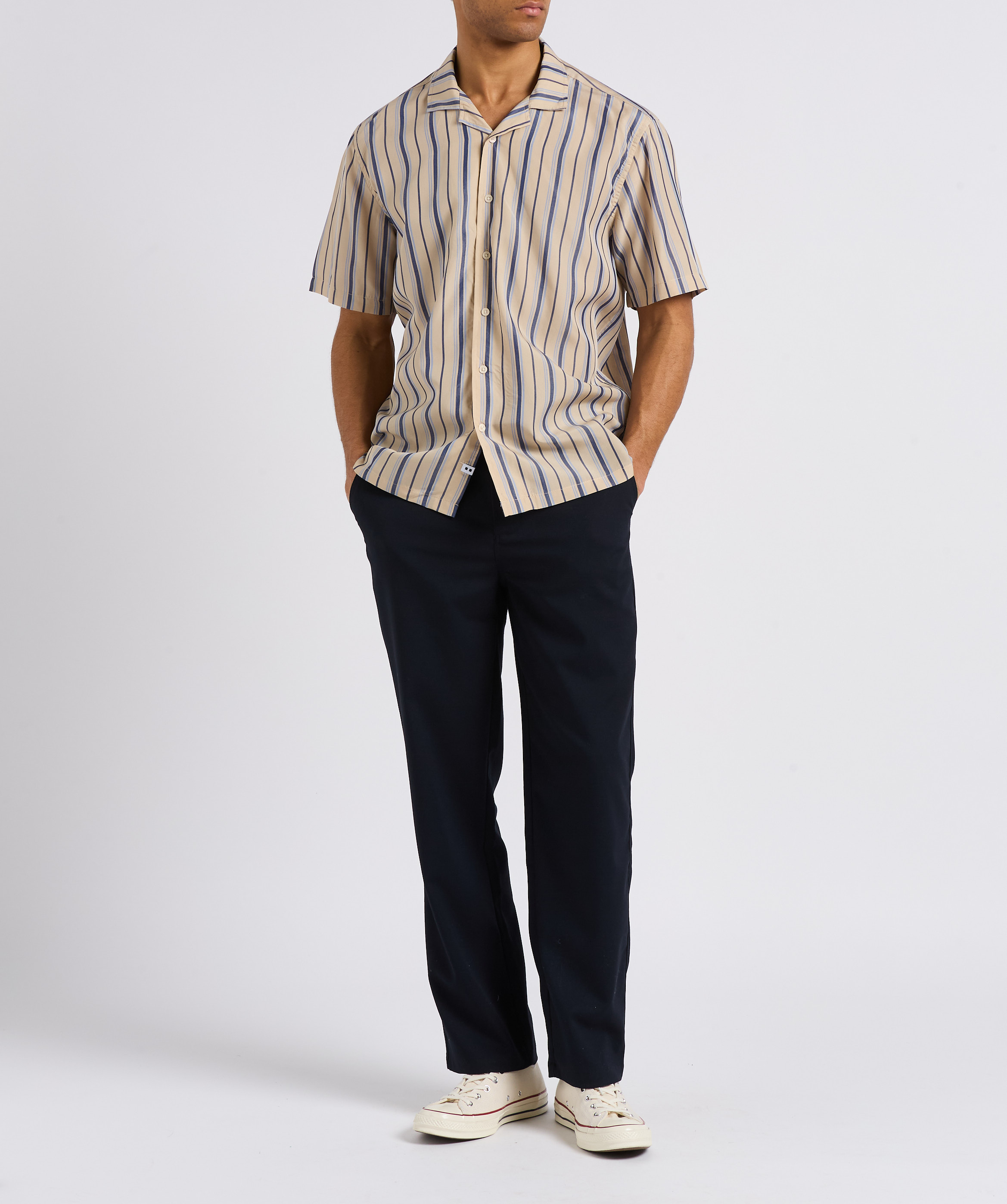 Gestreept, regular fit overhemd met reverskraag MINIMUM Veelkleurig