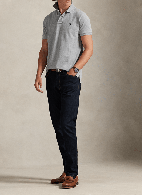 Baumwoll-Poloshirt - tailliert, kurzärmlig POLO RALPH LAUREN Grau
